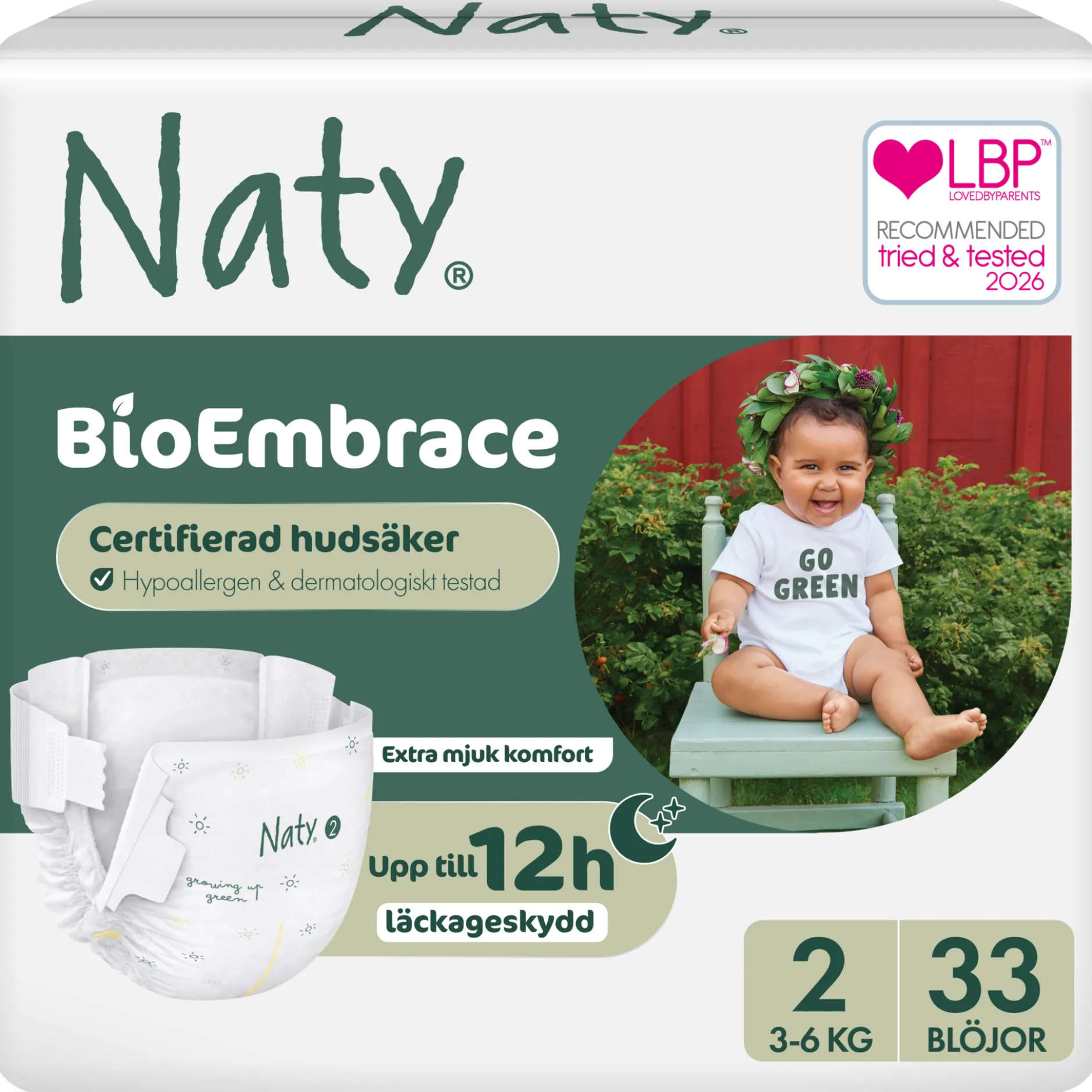 Naty Blöjor BioEmbrace strlk 2, 33 st