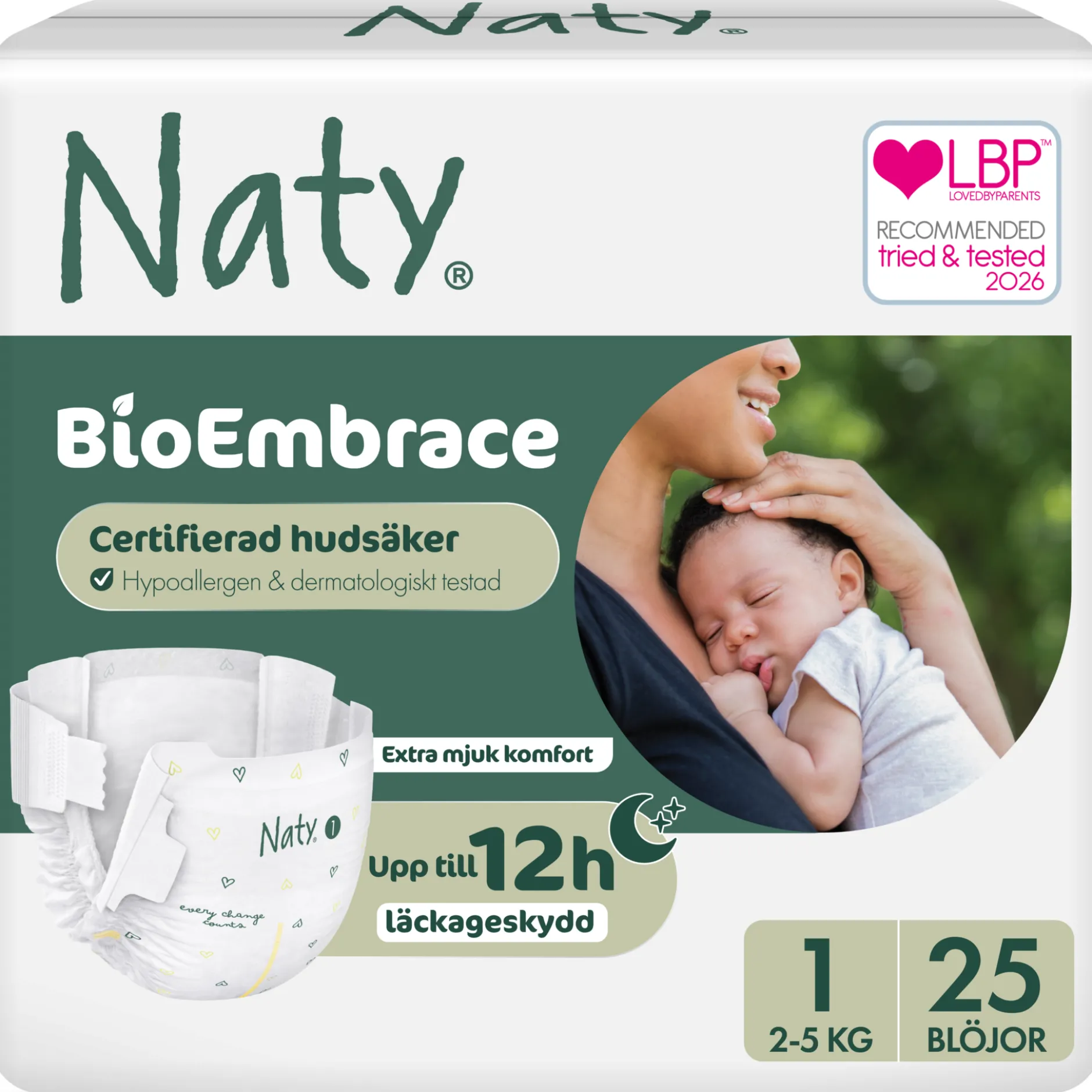 Naty Blöjor BioEmbrace strlk 1, 25 st