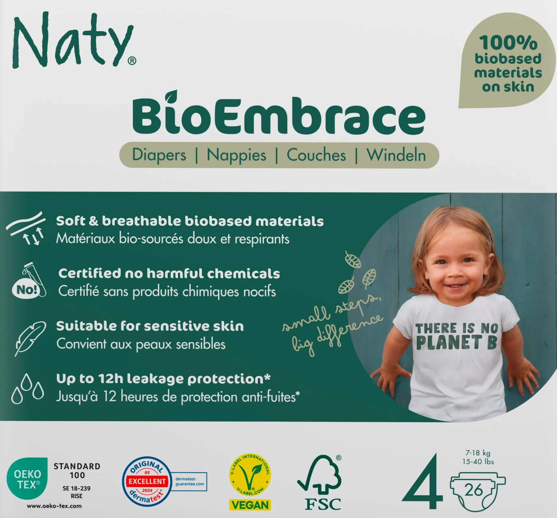 Naty Blöjor BioEmbrace strlk 4, 26 st