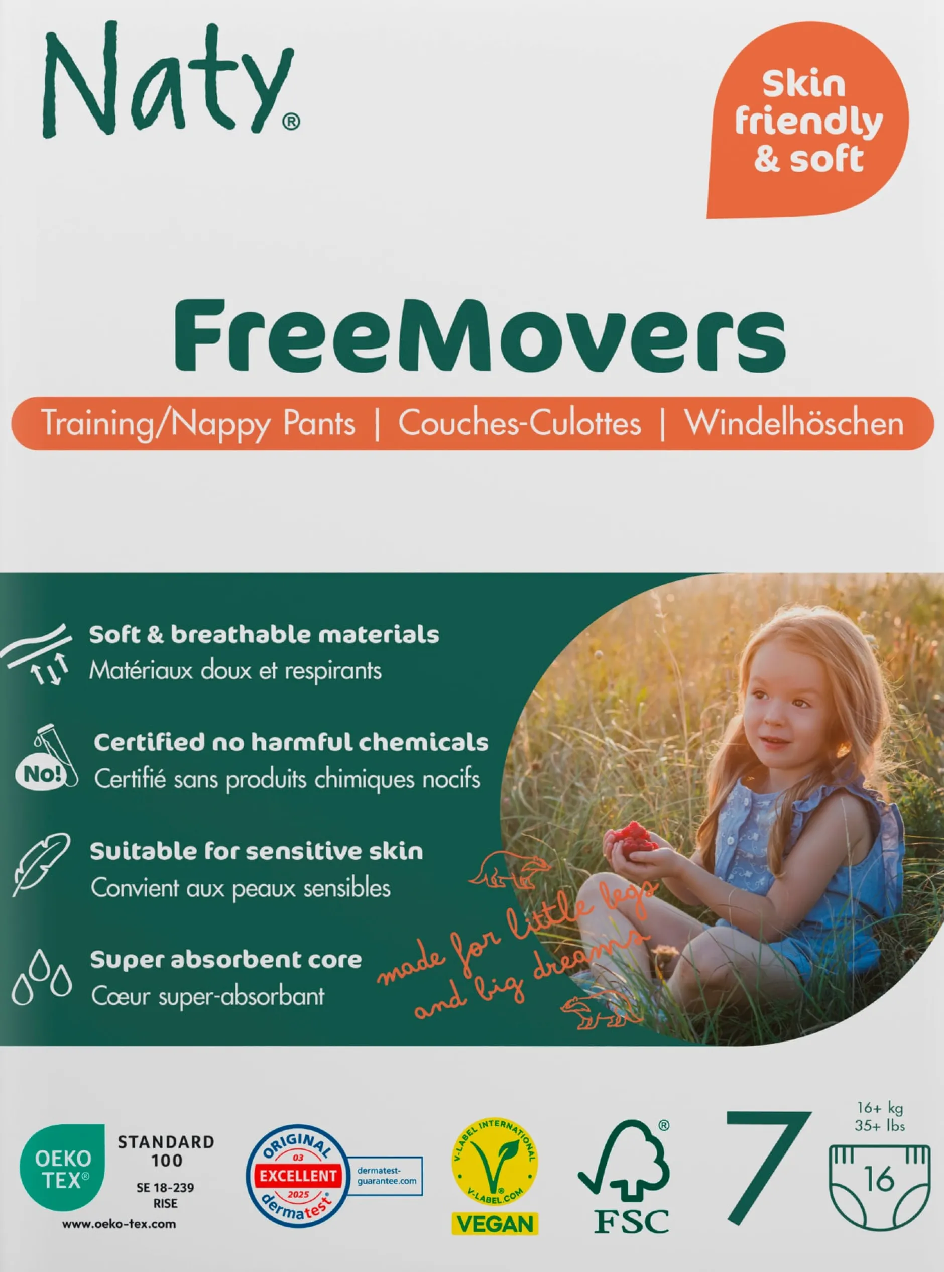 Naty Byxblöjor FreeMovers strlk 7, 16 st