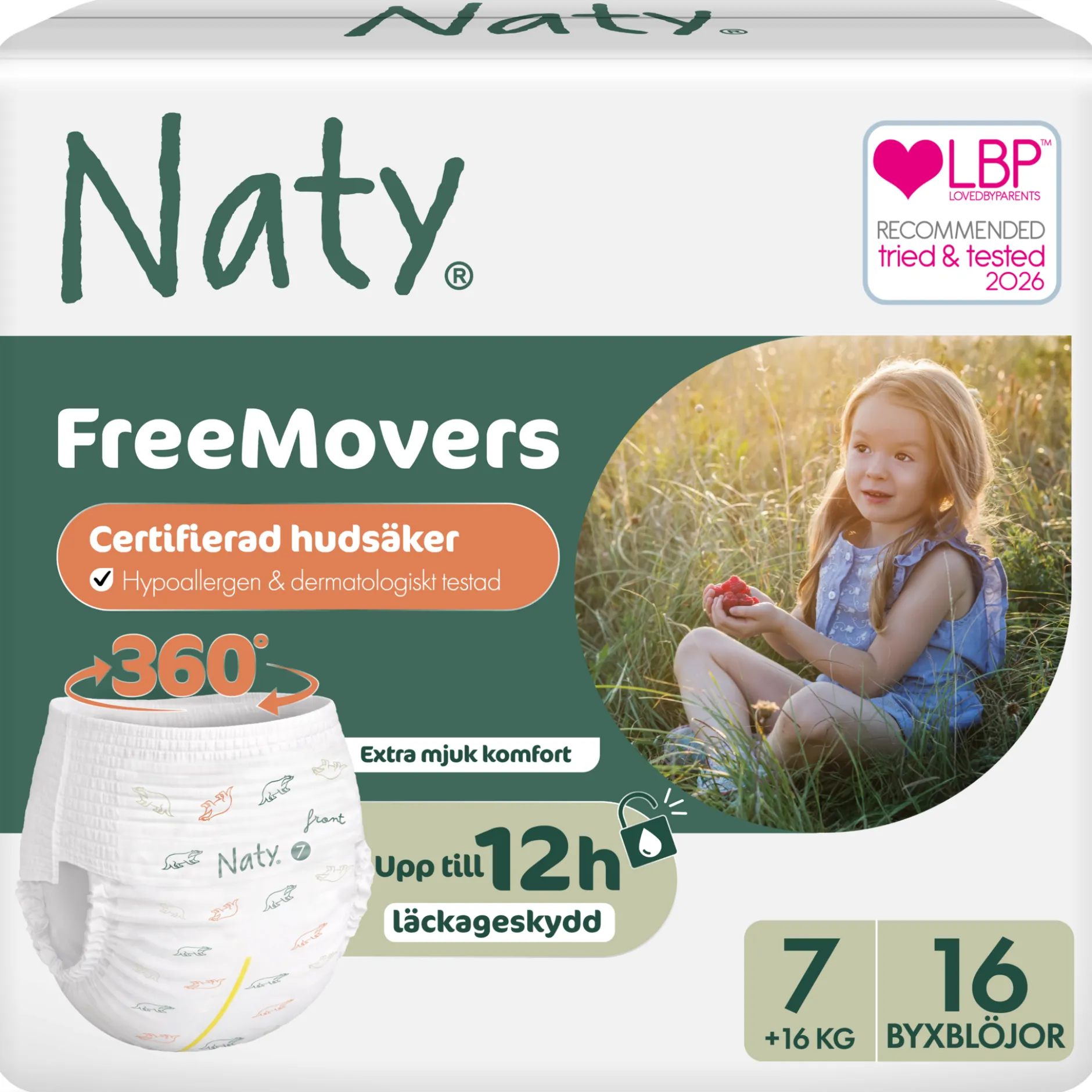 Naty Byxblöjor FreeMovers strlk 7, 16 st
