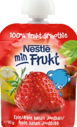 Nestlé Min frukt äpple banan & jordgubb 6 månader 90 g