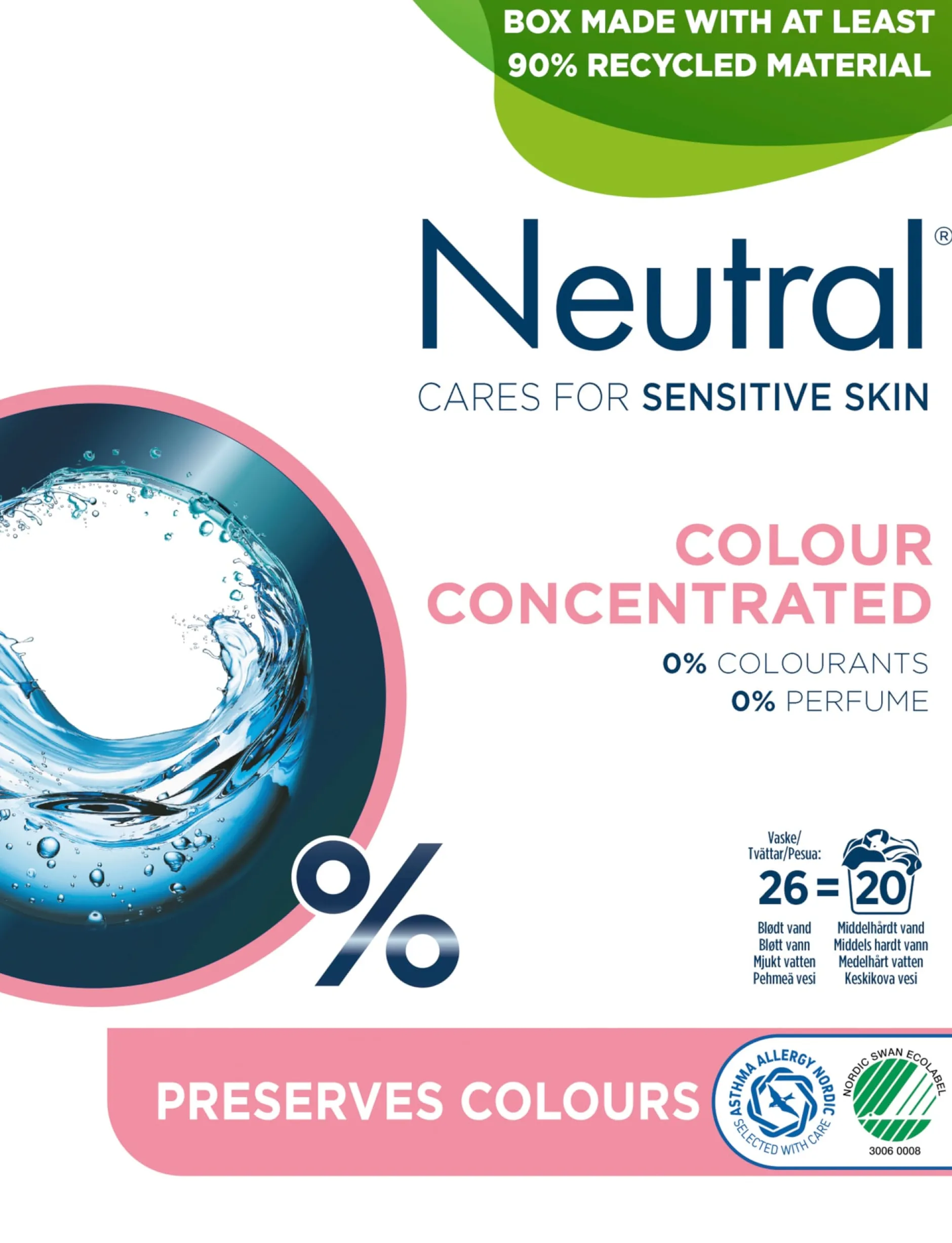 Neutral Colour Tvättmedel Parfymfri 1040 g 26 tvättar