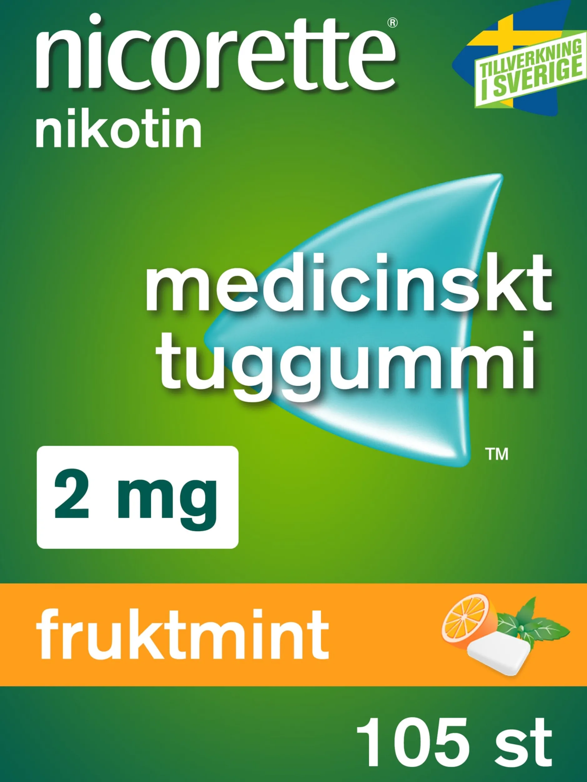 Nicorette Fruktmint Medicinskt Tuggummi 2 mg 105 st
