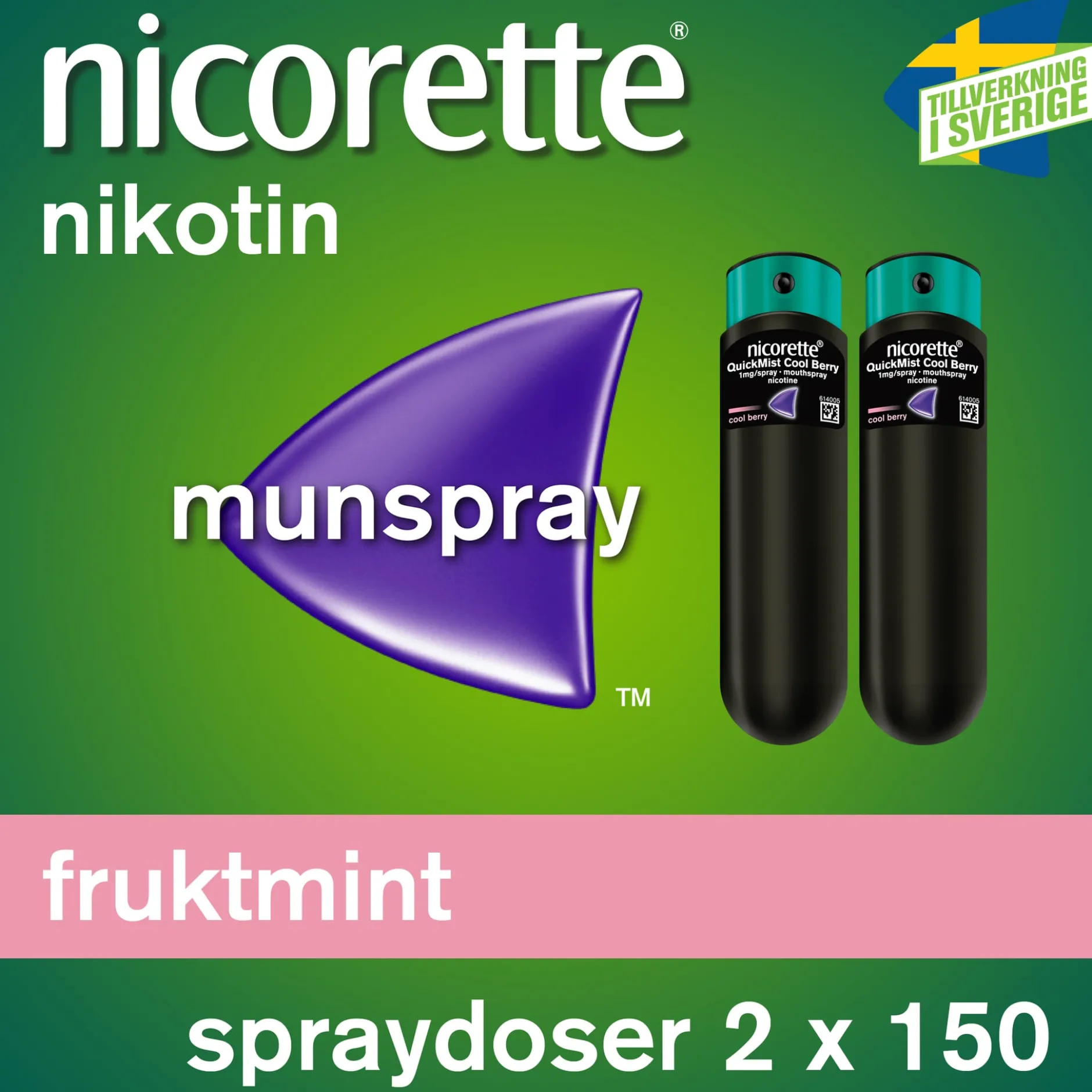NicoretteFruktmintMunhålespray 1 mg/spray 2 x 150 spraydoser