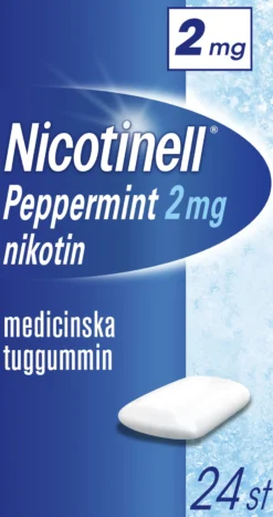 Nicotinell Pepparmint 2 mg Nikotin Medicinska tuggummin 24 st