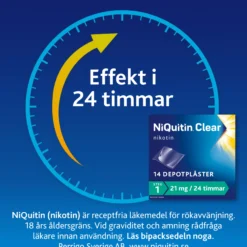 NiQuitin Clear 21 mg/24 timmar Nikotinplåster 14 st