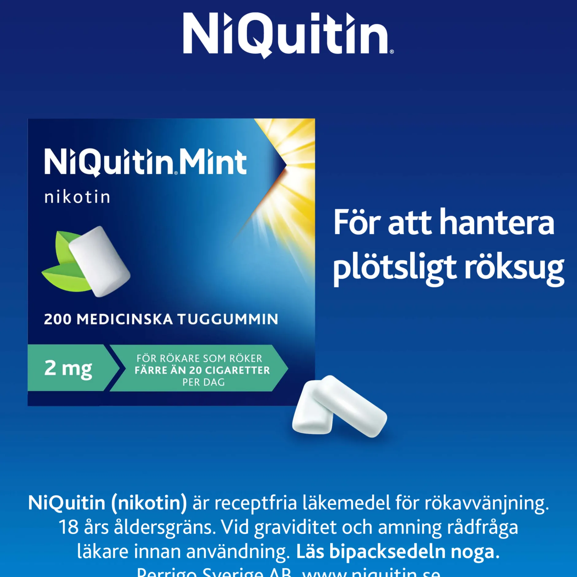 NiQuitin Mint 2 mg Medicinskt Nikotintuggummi 200 st