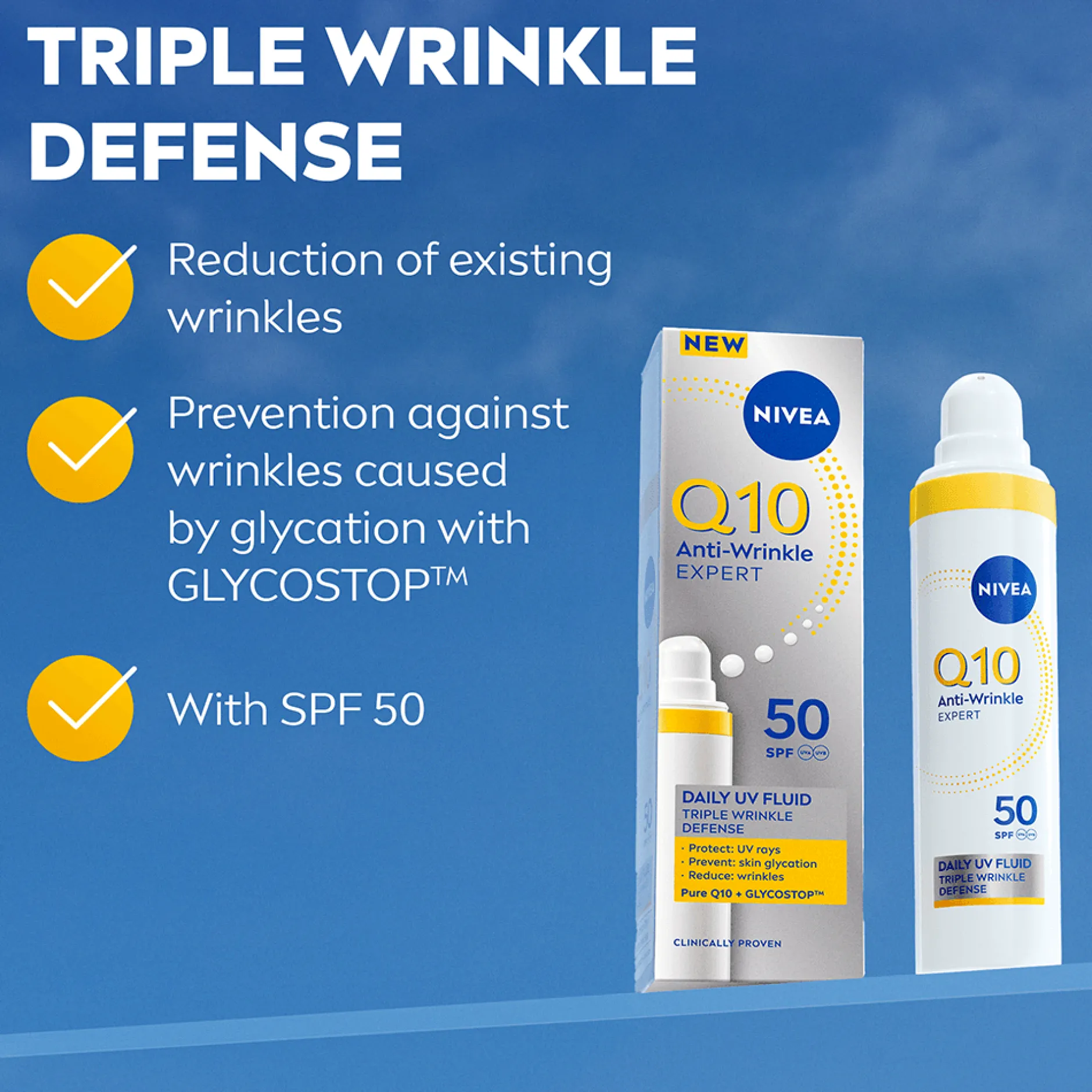 NIVEA Dagkräm Q10 Anti-Wrinkle Expert Daily UV Fluid SPF50 40 ml