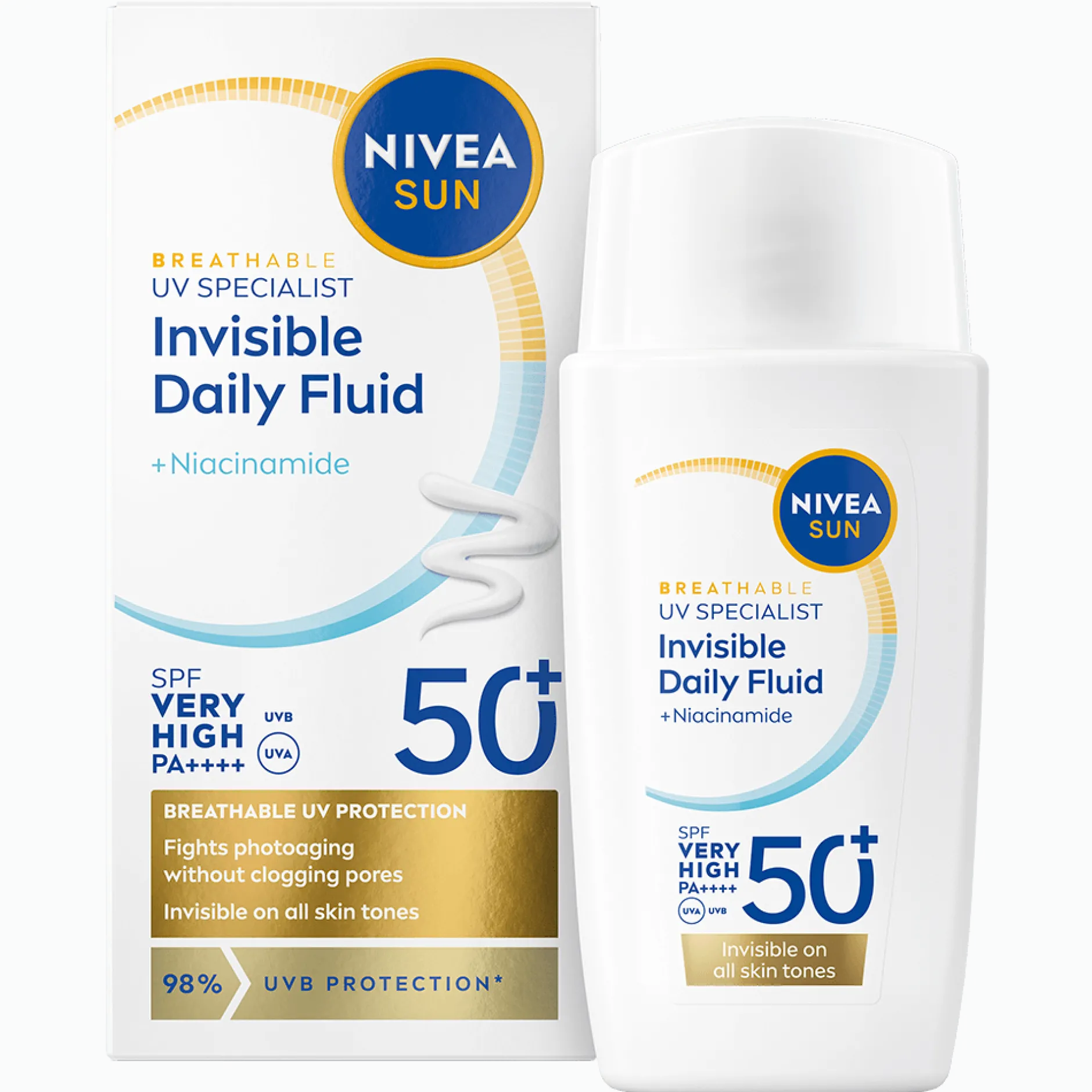 NIVEA SUN Solkräm ansikte UV Face Invisible Daily Fluid SPF50+ 40 ml