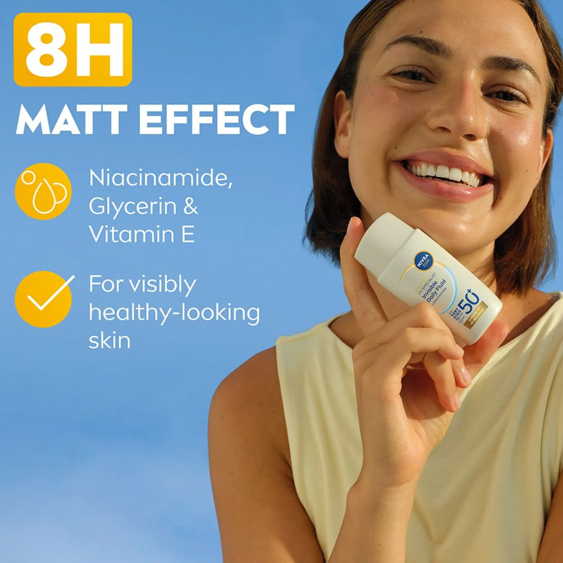 NIVEA SUN Solkräm ansikte UV Face Invisible Daily Fluid SPF50+ 40 ml