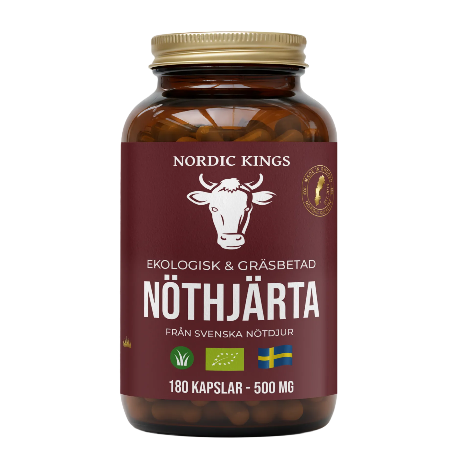 Nordic Kings Gräsbetad Nöthjärta EKO 180 kapslar
