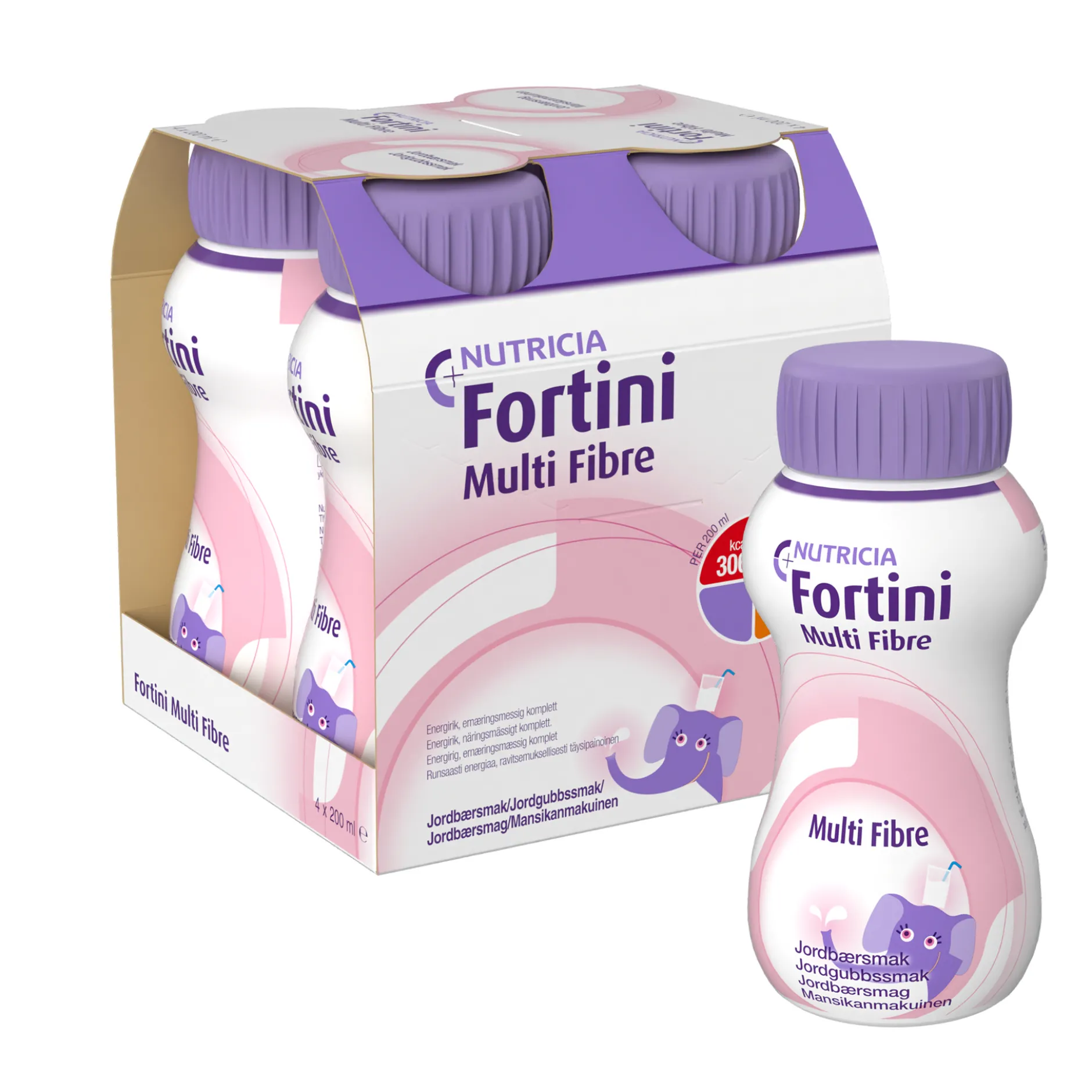 Nutricia Fortini Multi Fibre Jordgubb Näringsdryck för barn 4 x 200 ml