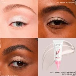 NYX Professional Makeup Lid Lingerie flytande ögonskugga 01 Satin Silver 6 ml