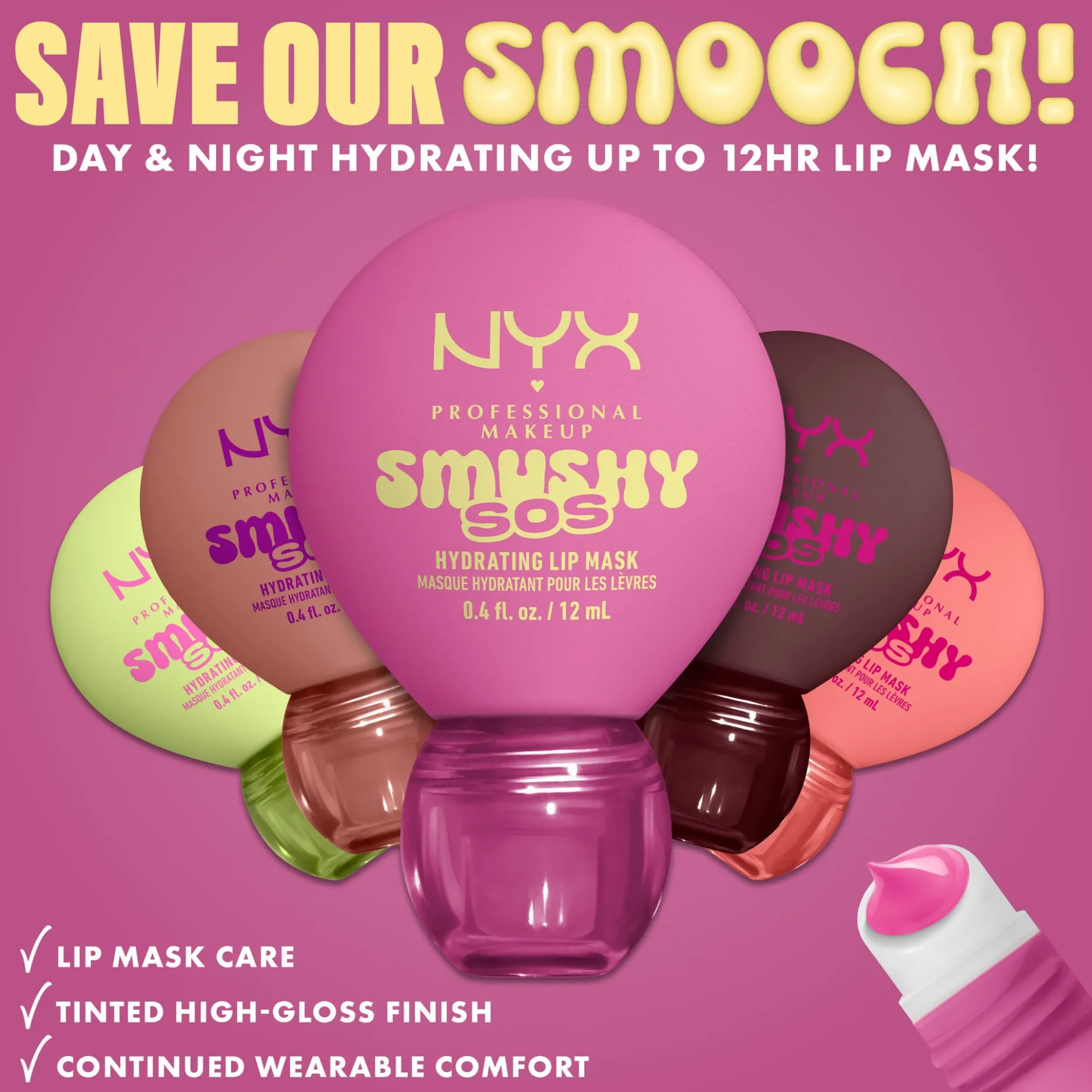 NYX Professional Makeup Smushy SOS Hydrating Läppmask 03 Peachy Pamper 12 ml