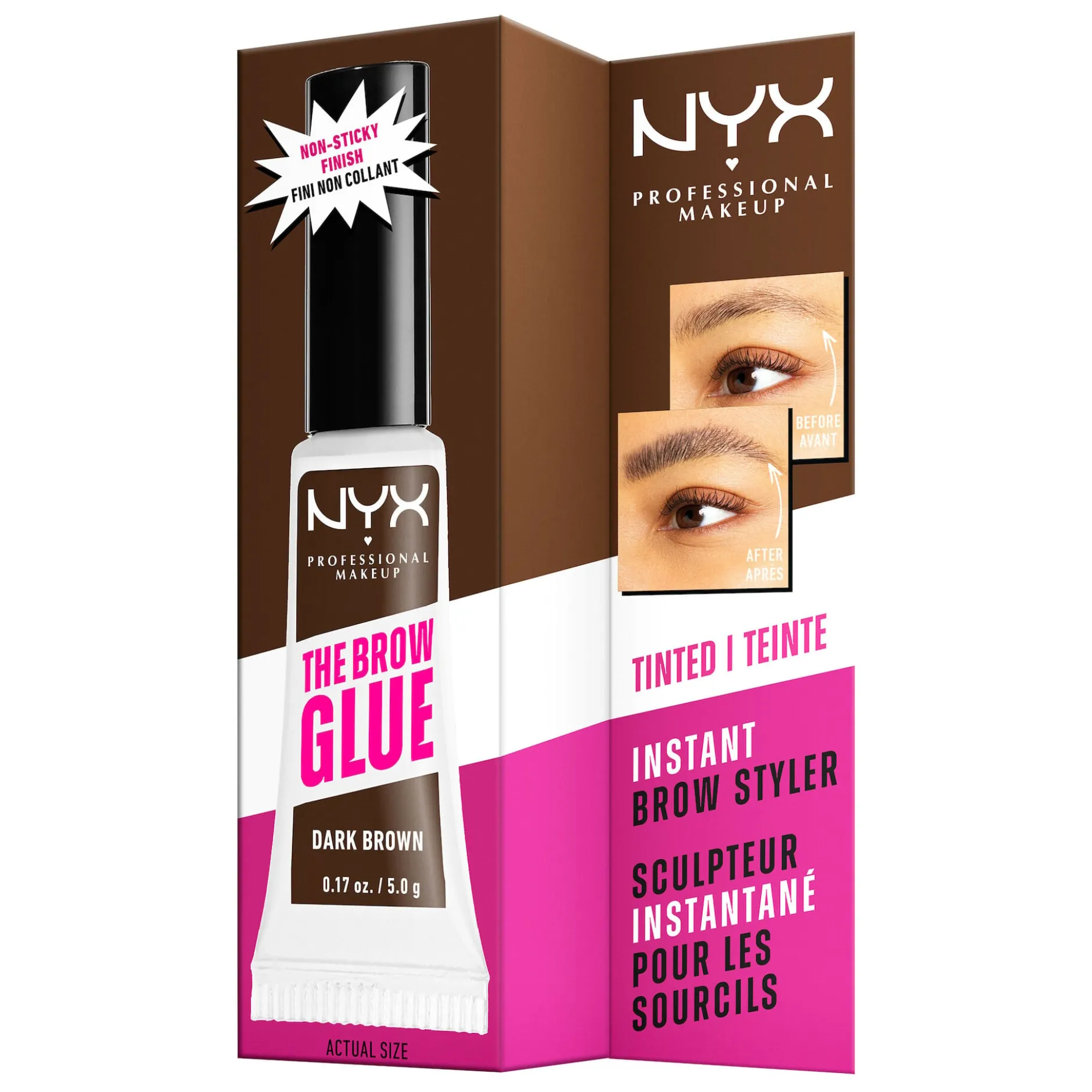 NYX Professional Makeup The Brow Glue Instant Styler 4 Dark Brown 5g