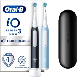 Oral-B iO 3 Duopack 2 eltandborstar, 2 huvuden, 1 resefodral