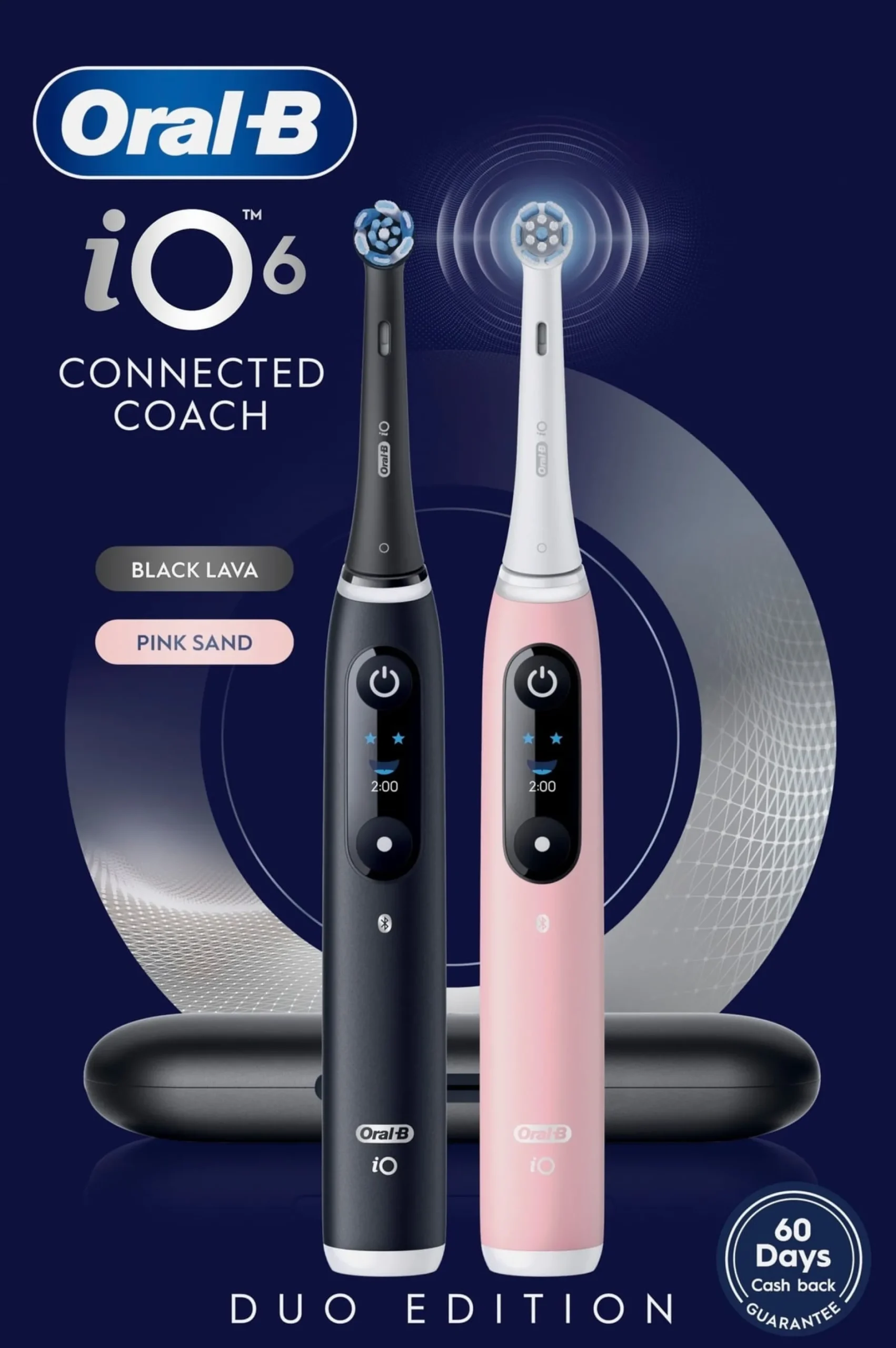 Oral-B iO6 Eltandborstar Duo-pack Svart och Rosa 3 Tandborsthuvuden & Resefodral 1 st