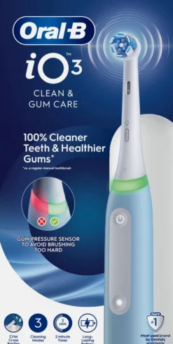 Oral-B iO3 Eltandborste Blå 1 Tandborsthuvud & Resefodral 1 st