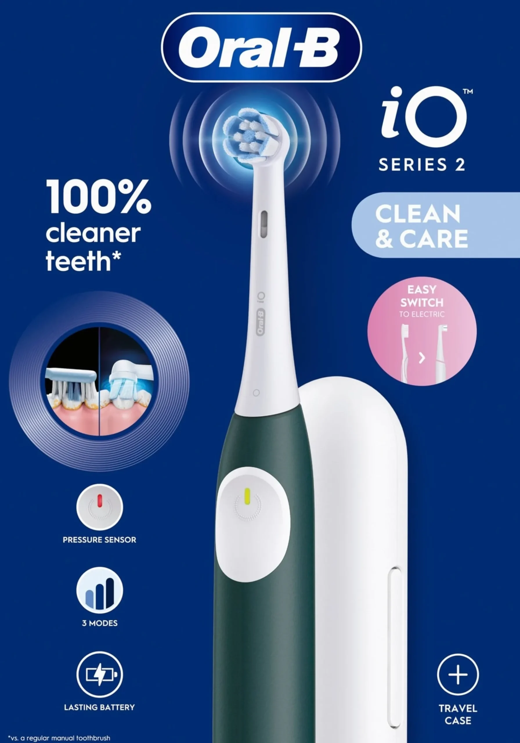Oral-B iO 2 Eltandborste Forest Green med resefodral