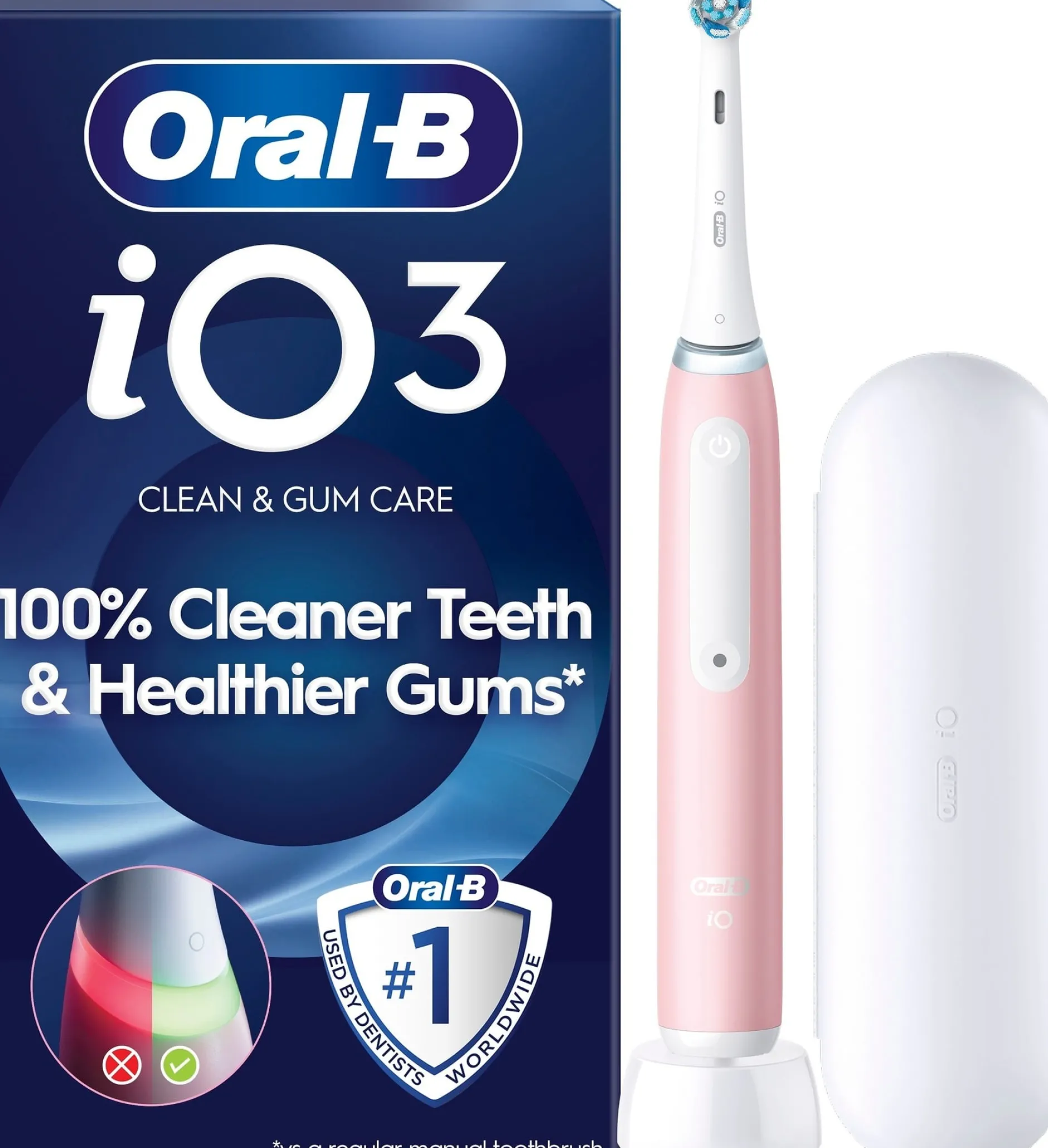 Oral-B iO3 Eltandborste Rosa 1 Tandborsthuvud & Resefodral 1 st