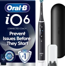Oral-B iO6 Eltandborste Svart 2 Tandborsthuvuden, Resefodral & Hållare till borsthuvud 1 st