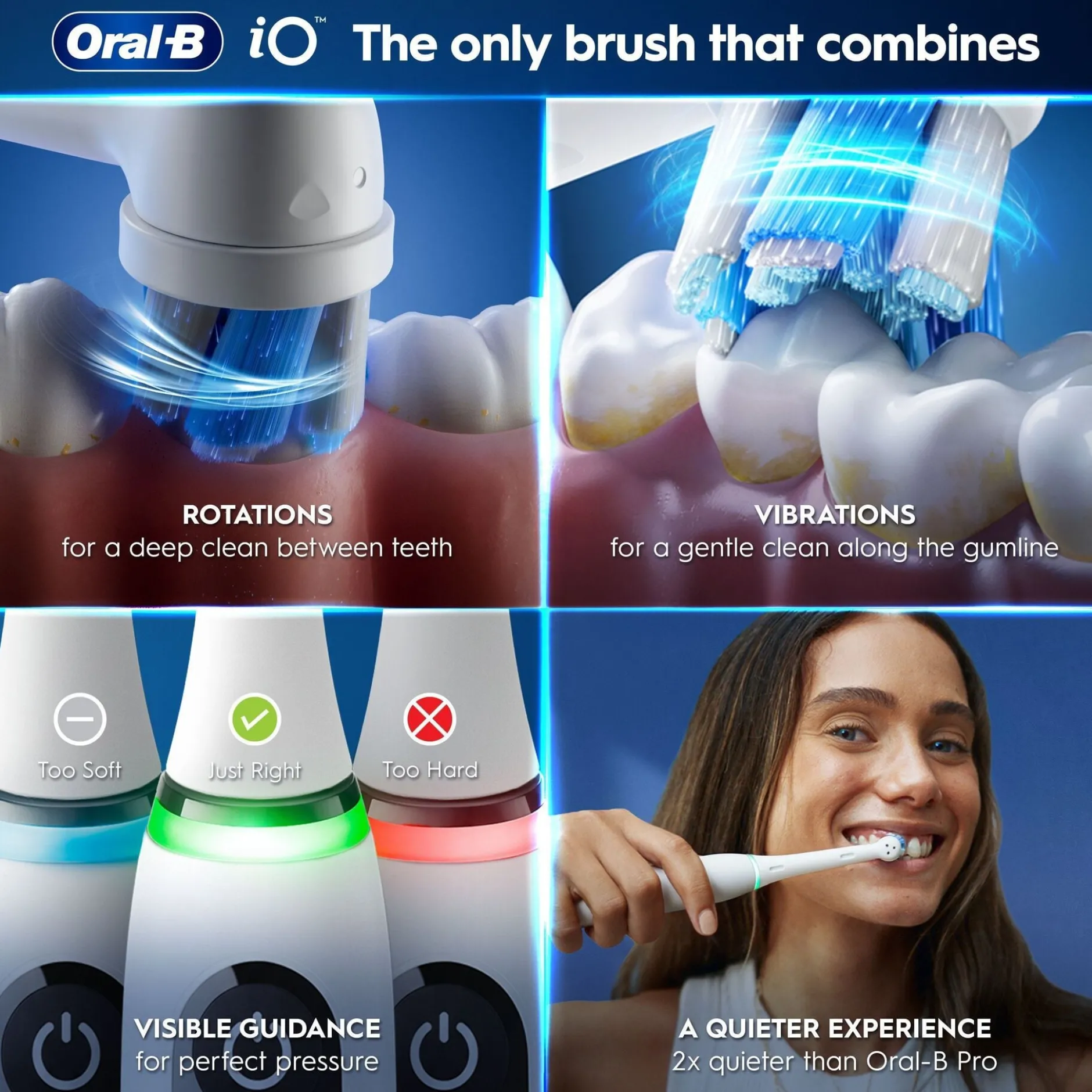 Oral-B iO9 Eltandborste Vit 2 Tandborsthuvuden, Resefodral med laddare & Hållare till borsthuvud