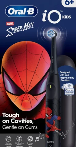 Oral B iO Kids Marvel Spider Man Eltandborste med Resefodral 1 tandborsthuvud