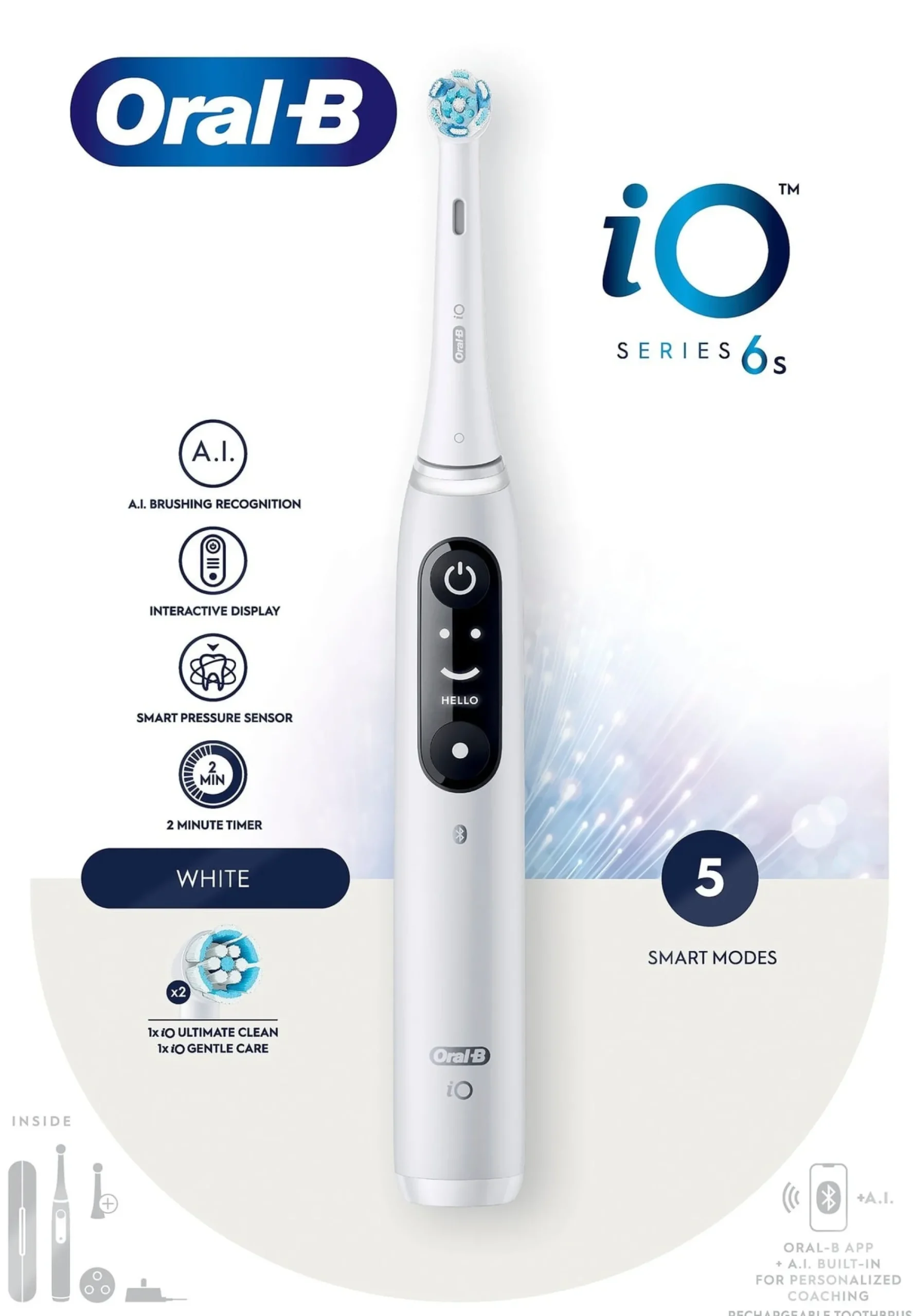 Oral-B iO 6S White Eltandborste Designed By Braun 1 st
