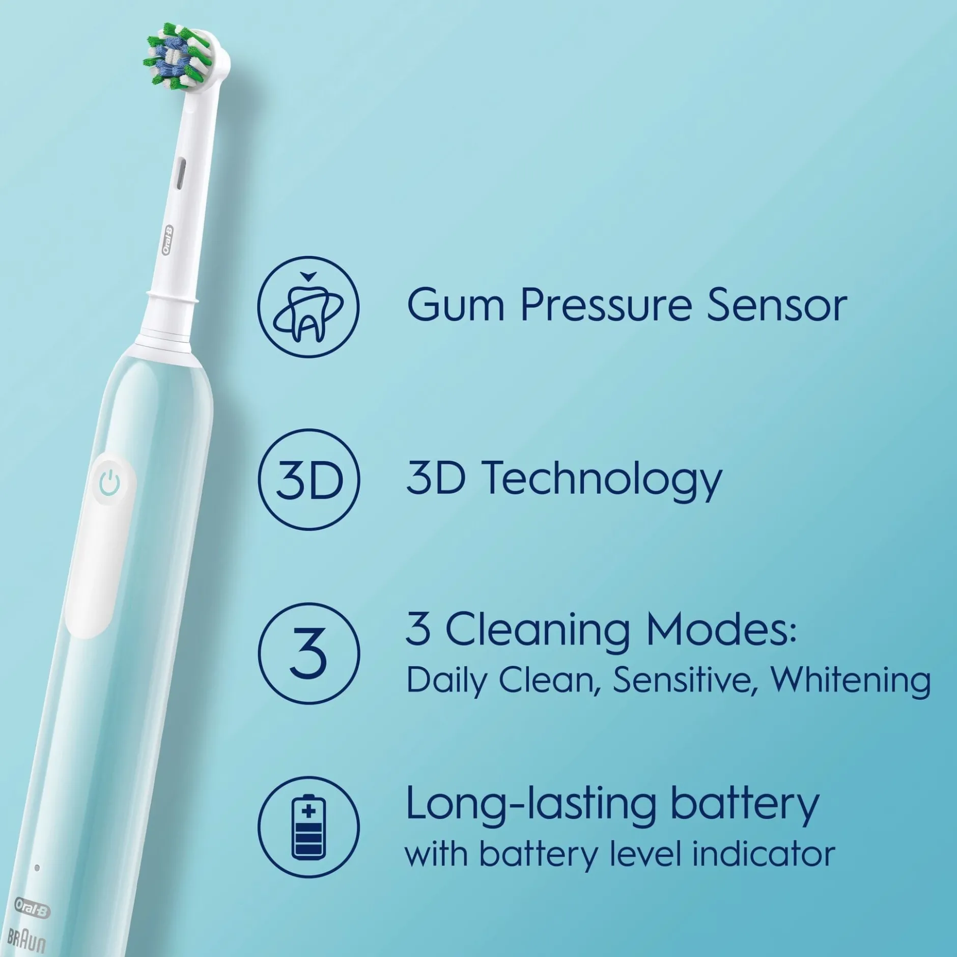 Oral-B Pro 1 Duopack, blå och svart eltandborste, 2 tandborsthuvuden