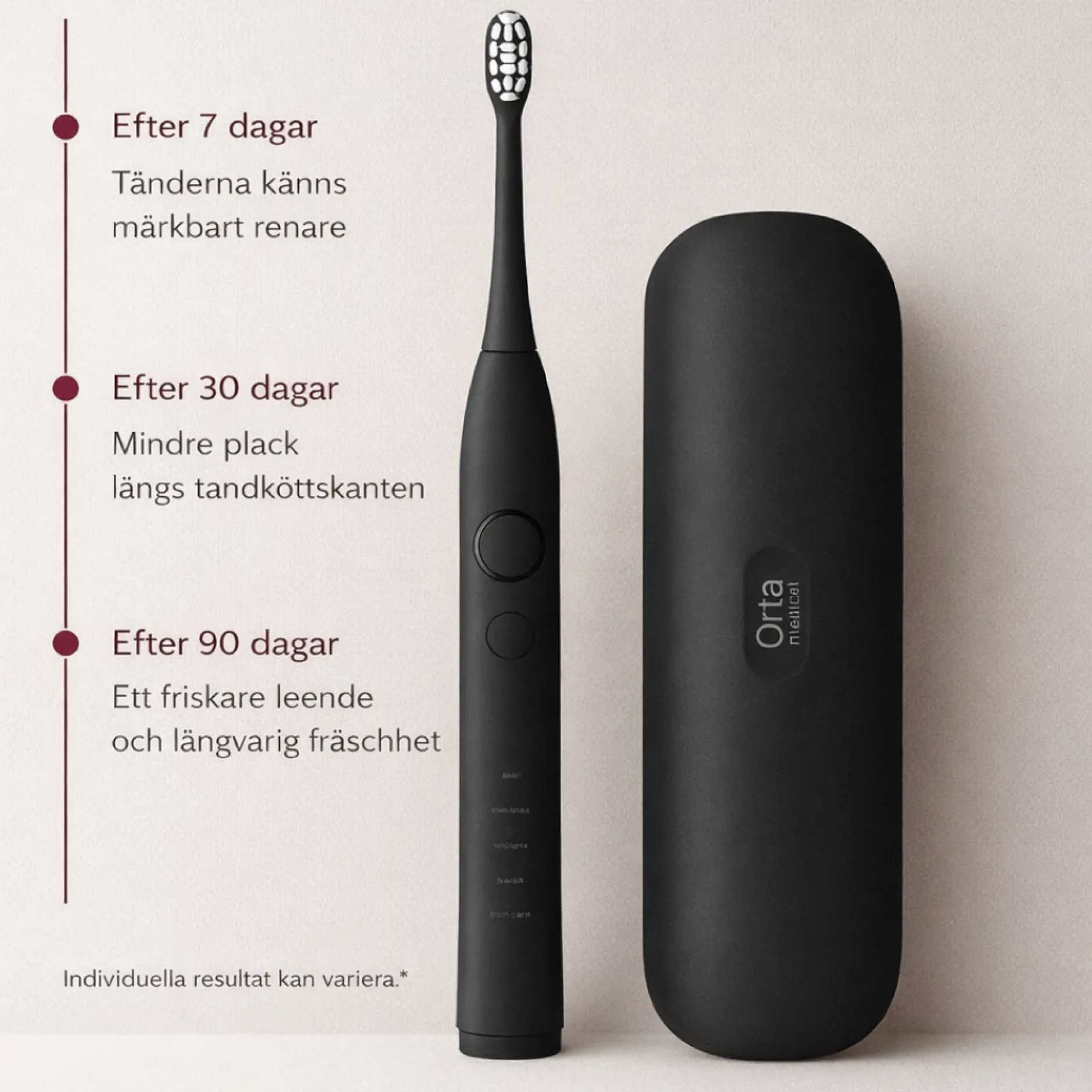 Orta Ultra Sonic Eltandborste Svart - 180 dagars batteritid