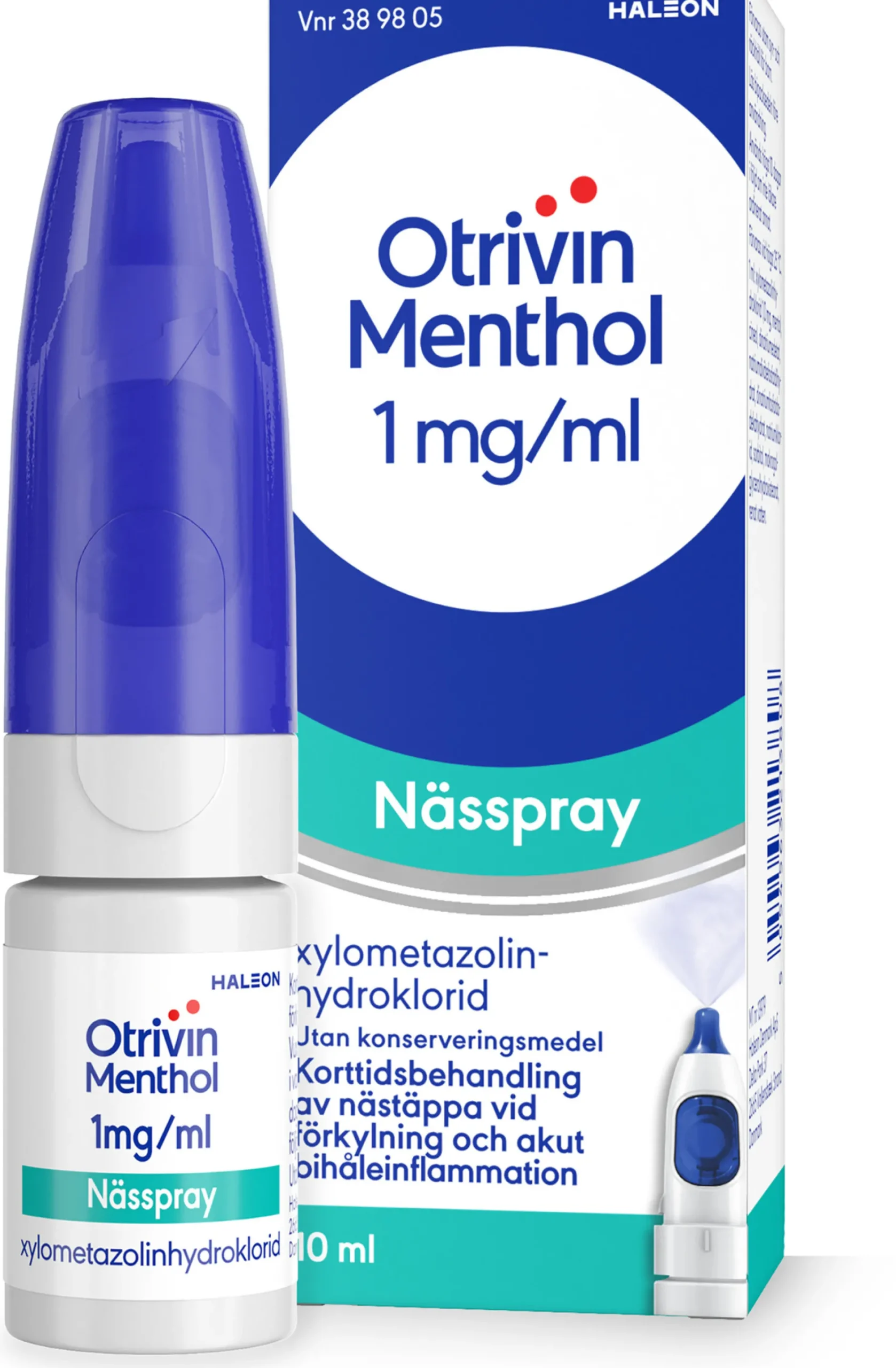 Otrivin Menthol nässpray, lösning 1 mg/ml 10 ml