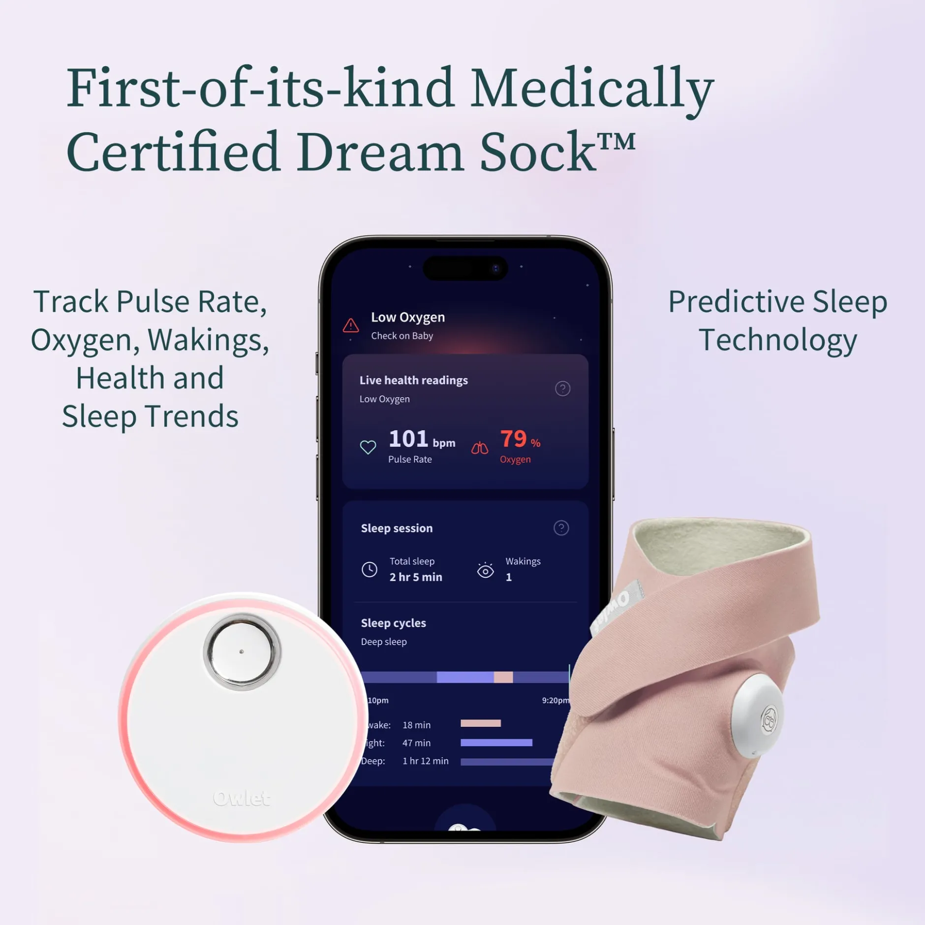 Owlet Dream Sock™ Dusty Rose