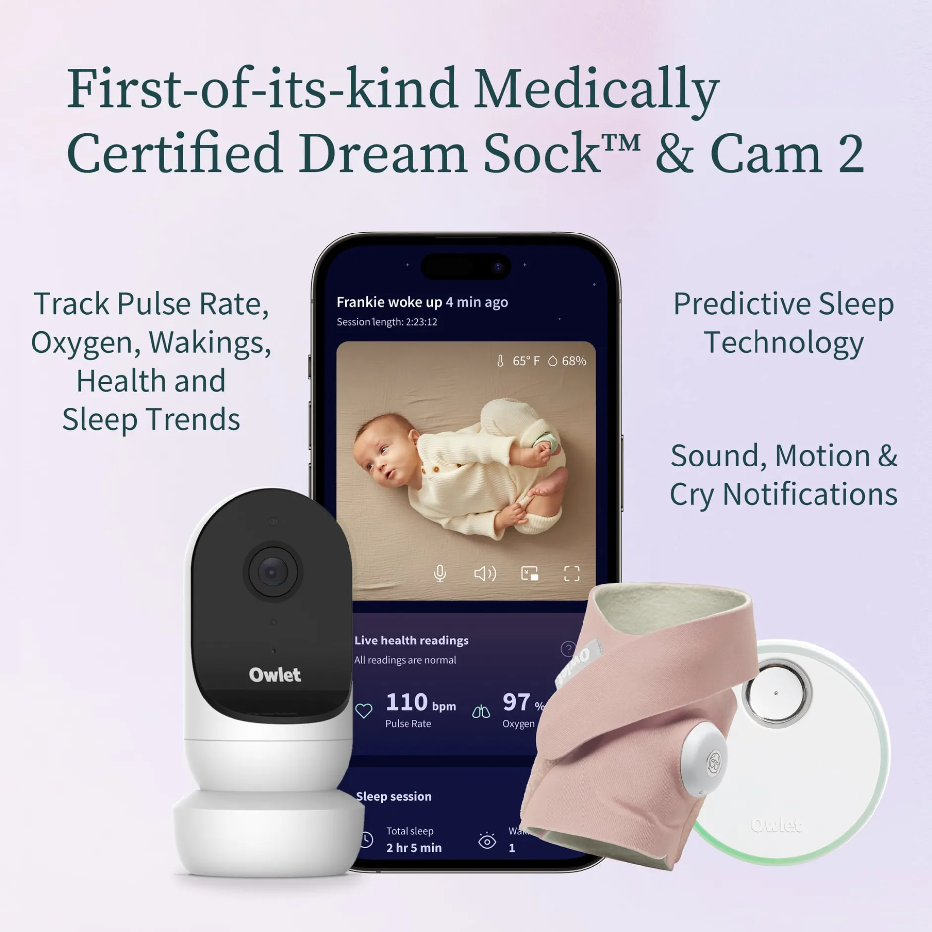 Owlet Dream Sock™ Dusty Rose + Owlet Cam 2