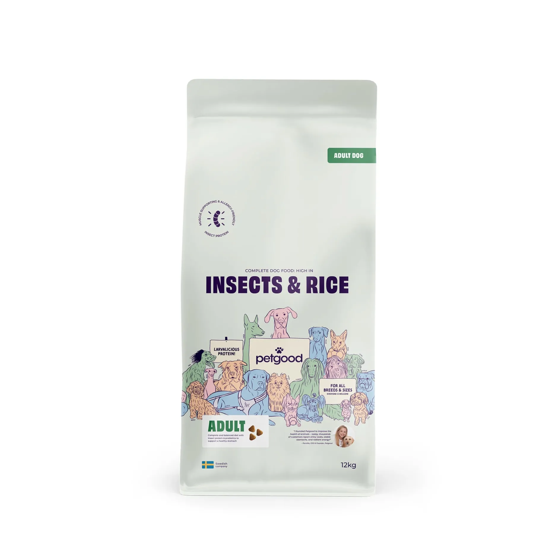 Petgood Helfoder Insekter & Ris Vuxen Hund 12 kg