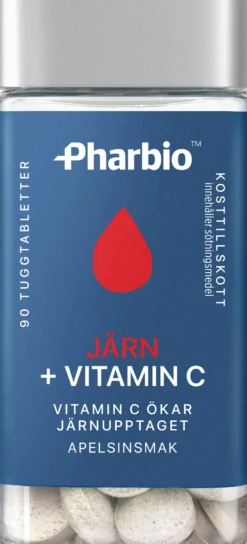 Pharbio Järn + Vitamin C 90 tuggtabletter