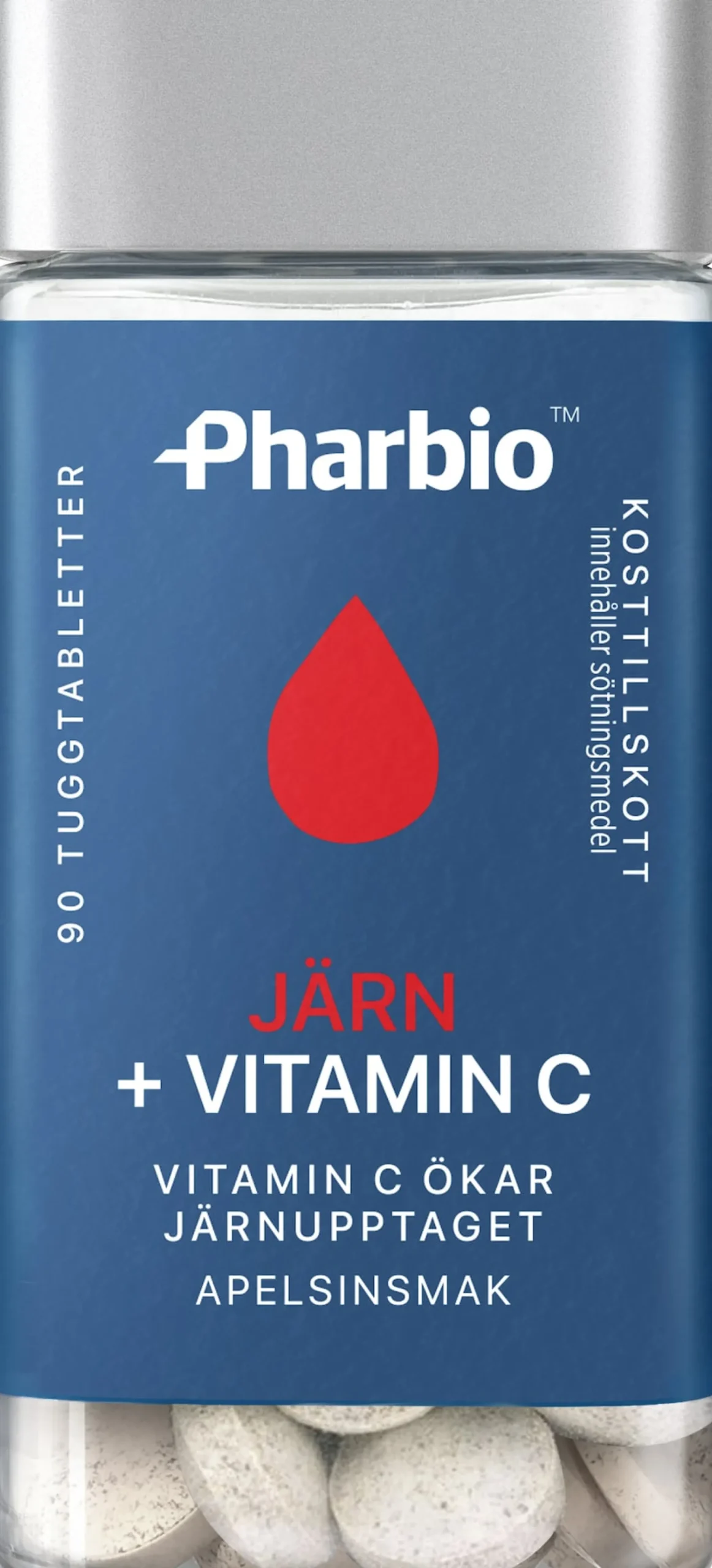 Pharbio Järn + Vitamin C 90 tuggtabletter
