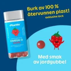 Pharbio Omega-3 Barn Jordgubbssmak 70 tuggkapslar