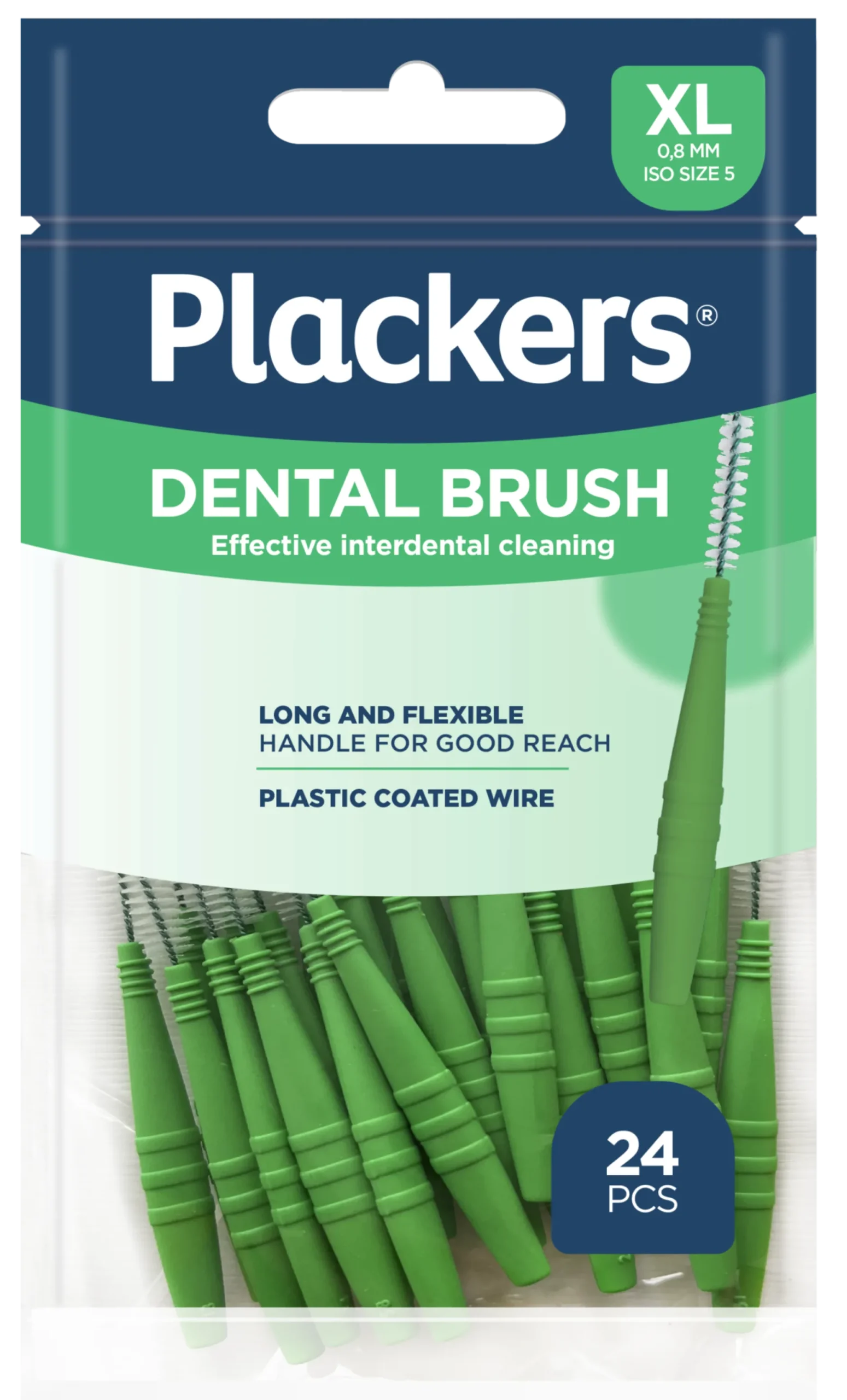 Plackers Dental Brush Mellanrumsborste Grön XL (0,8 mm) 24 st