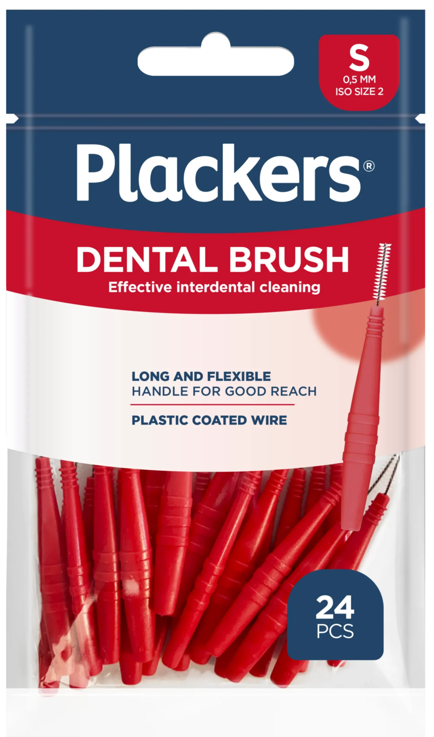 Plackers Dental Brush Mellanrumsborste Röd S (0,5 mm) 24 st