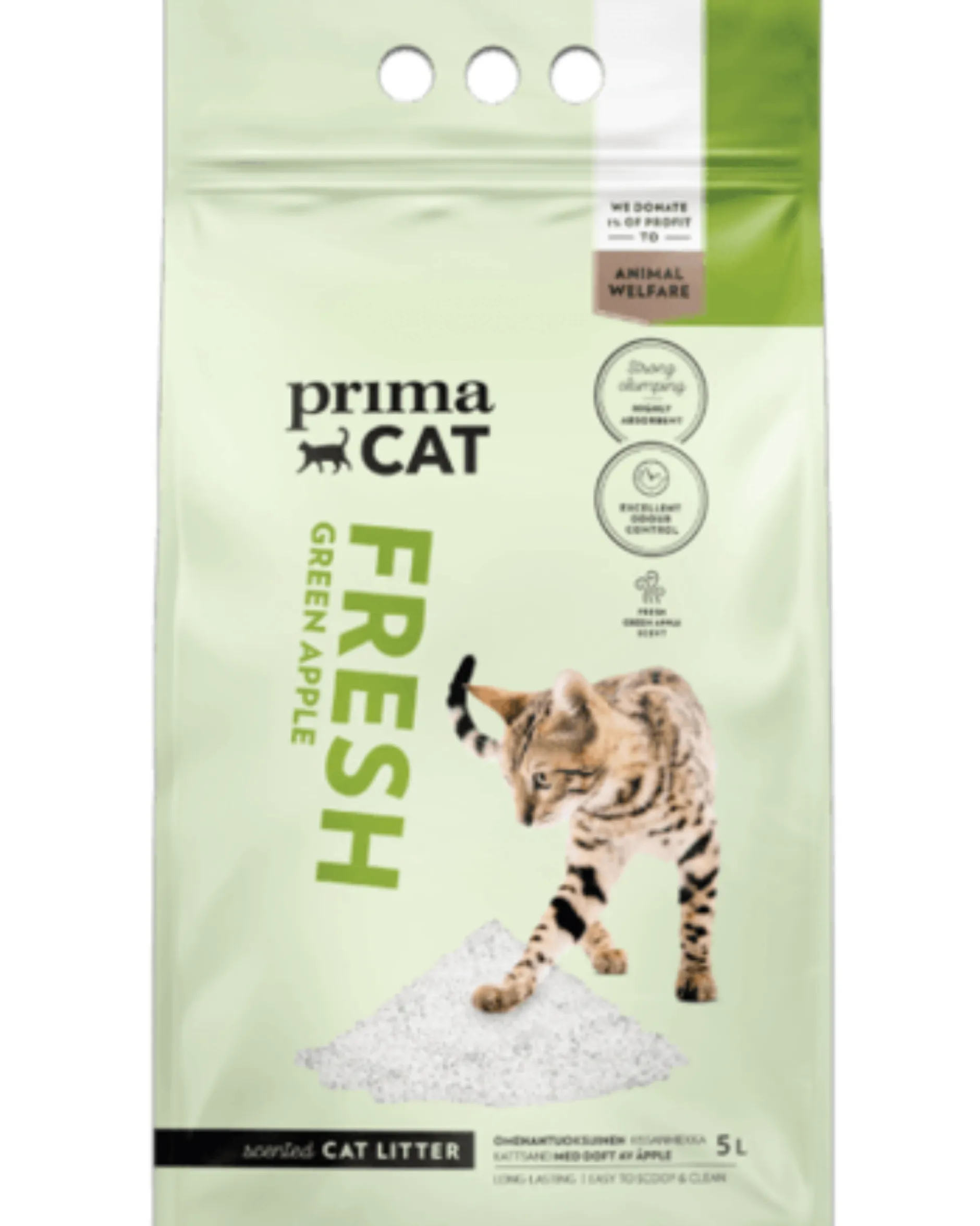 PrimaCat Fresh Apple Kattsand Vit 5 l
