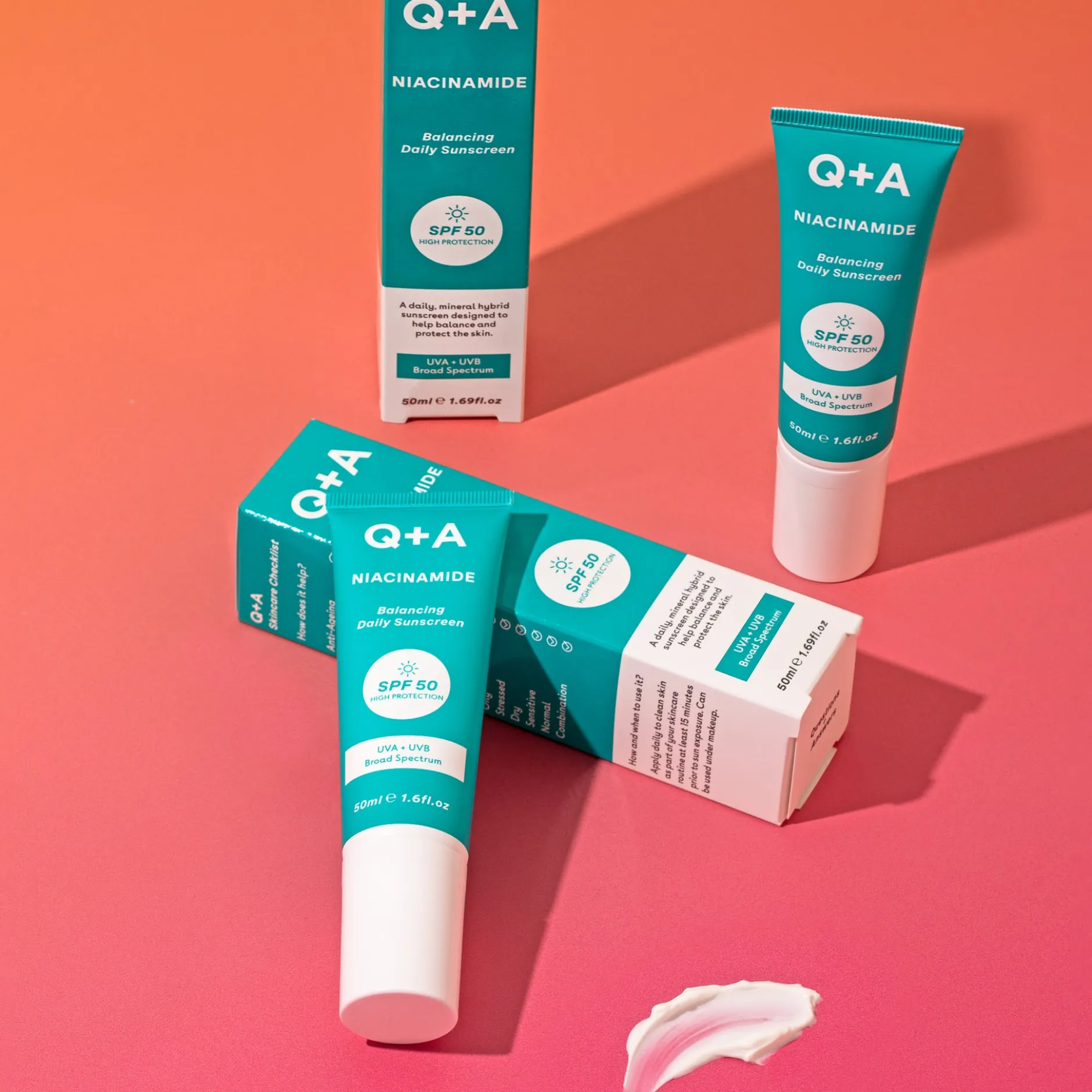 Q+A Niacinamide SPF50 Balancing Face Sunscreen 50 ml