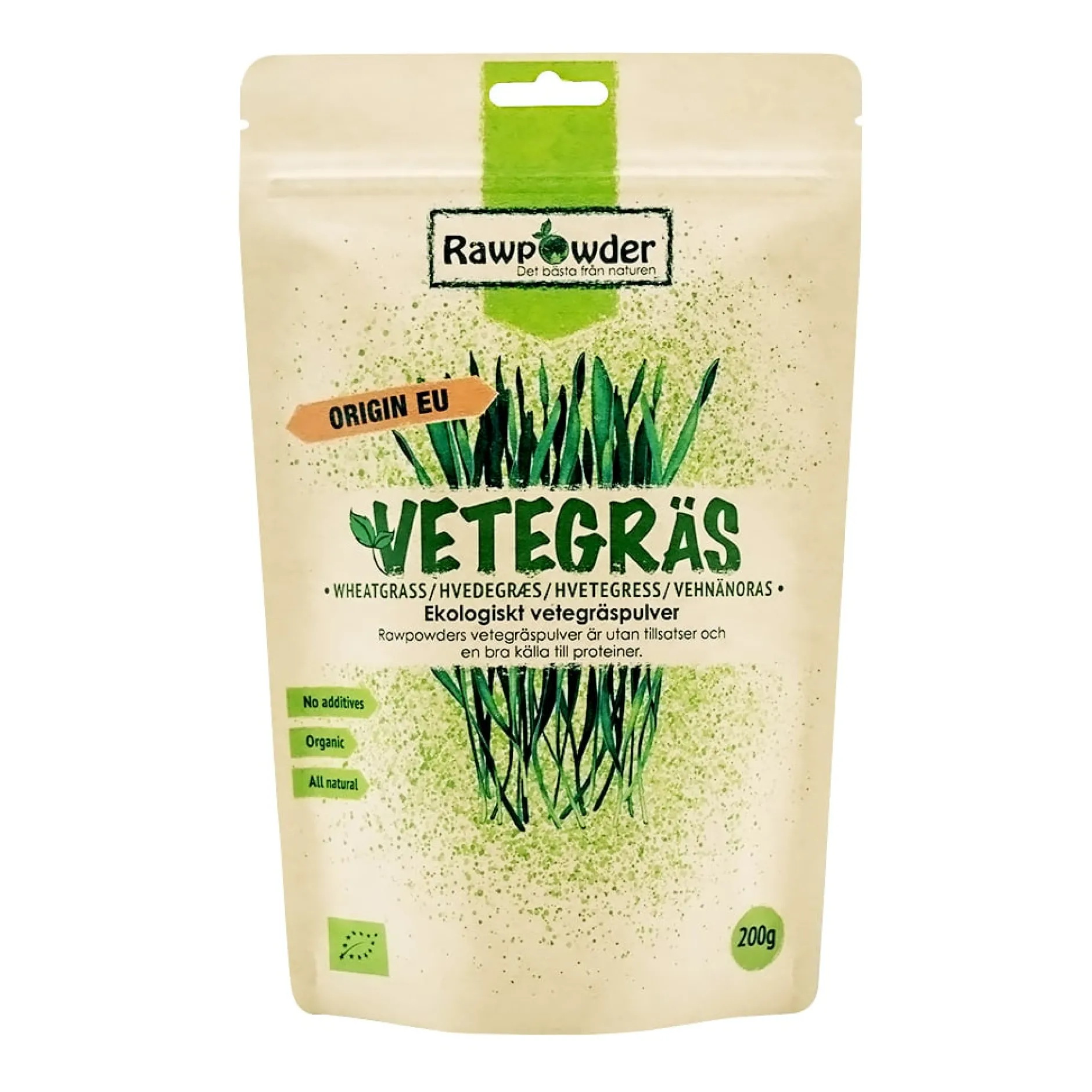 Rawpowder Vetegräs 200 g EKO