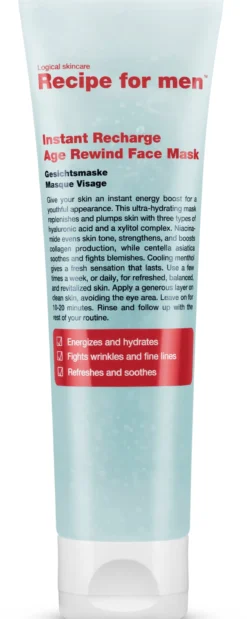 Recipe for men Instant Recharge Age Rewind Face Mask 100 ml