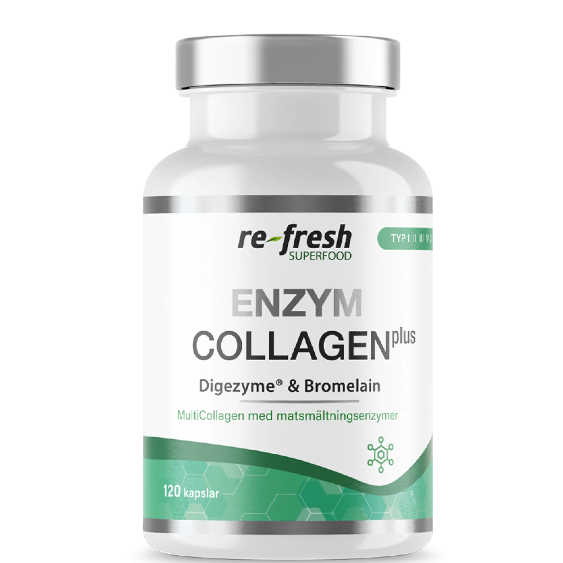 Re-fresh Superfood Enzym Collagen Plus 120 kapslar
