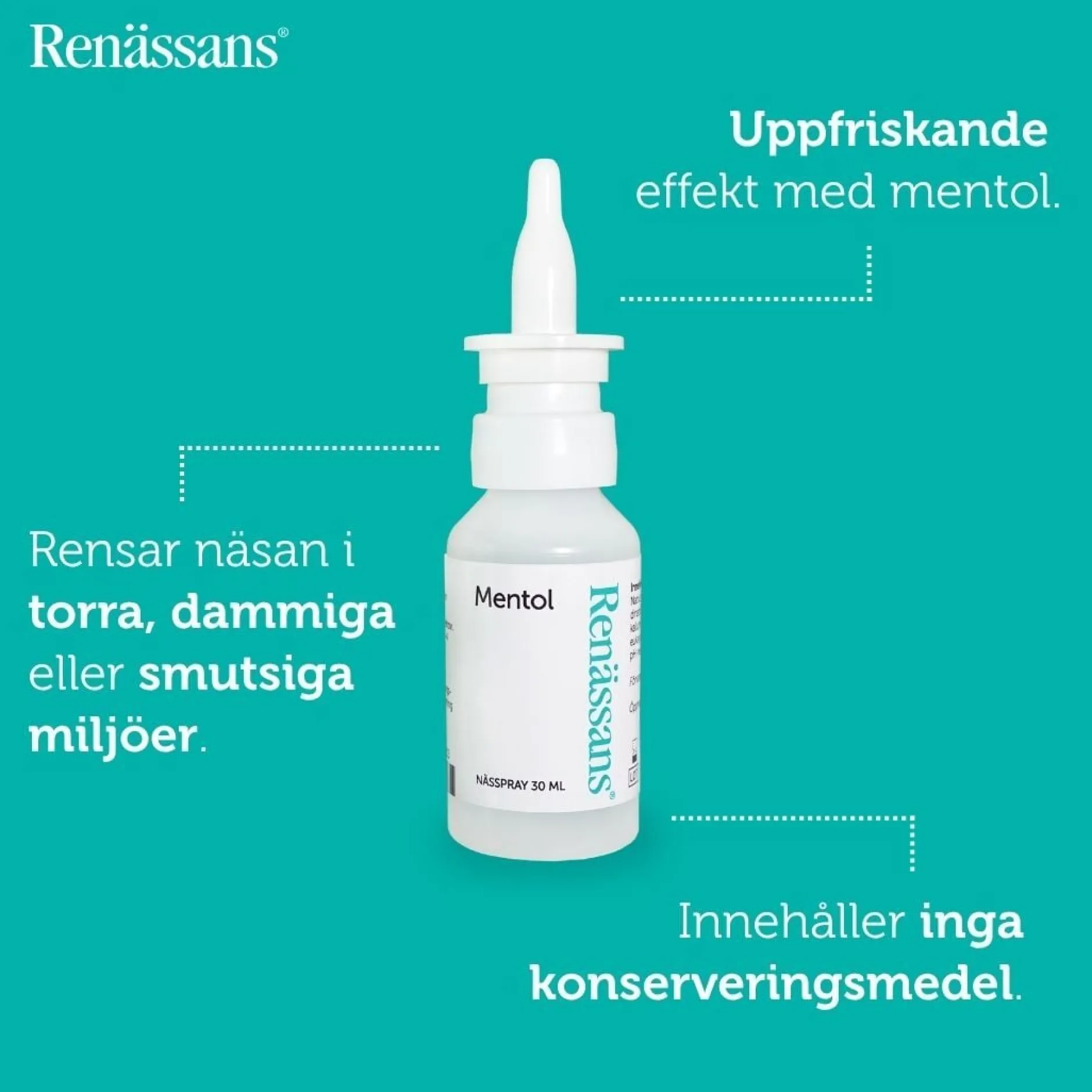Renässans Nässpray koksaltlösning mentol 30 ml