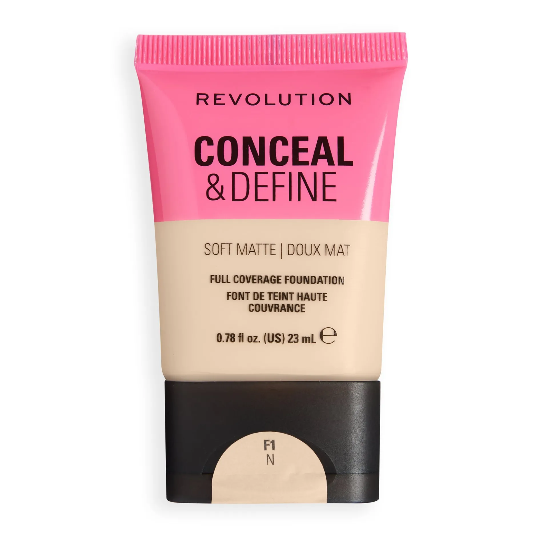 Revolution Conceal and Define Soft Matte Tube Foundation F1N, 23 ml