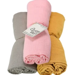 Rätt Start Rätt Start Muslinfiltar Beige, Gul & Rosa 3-pack