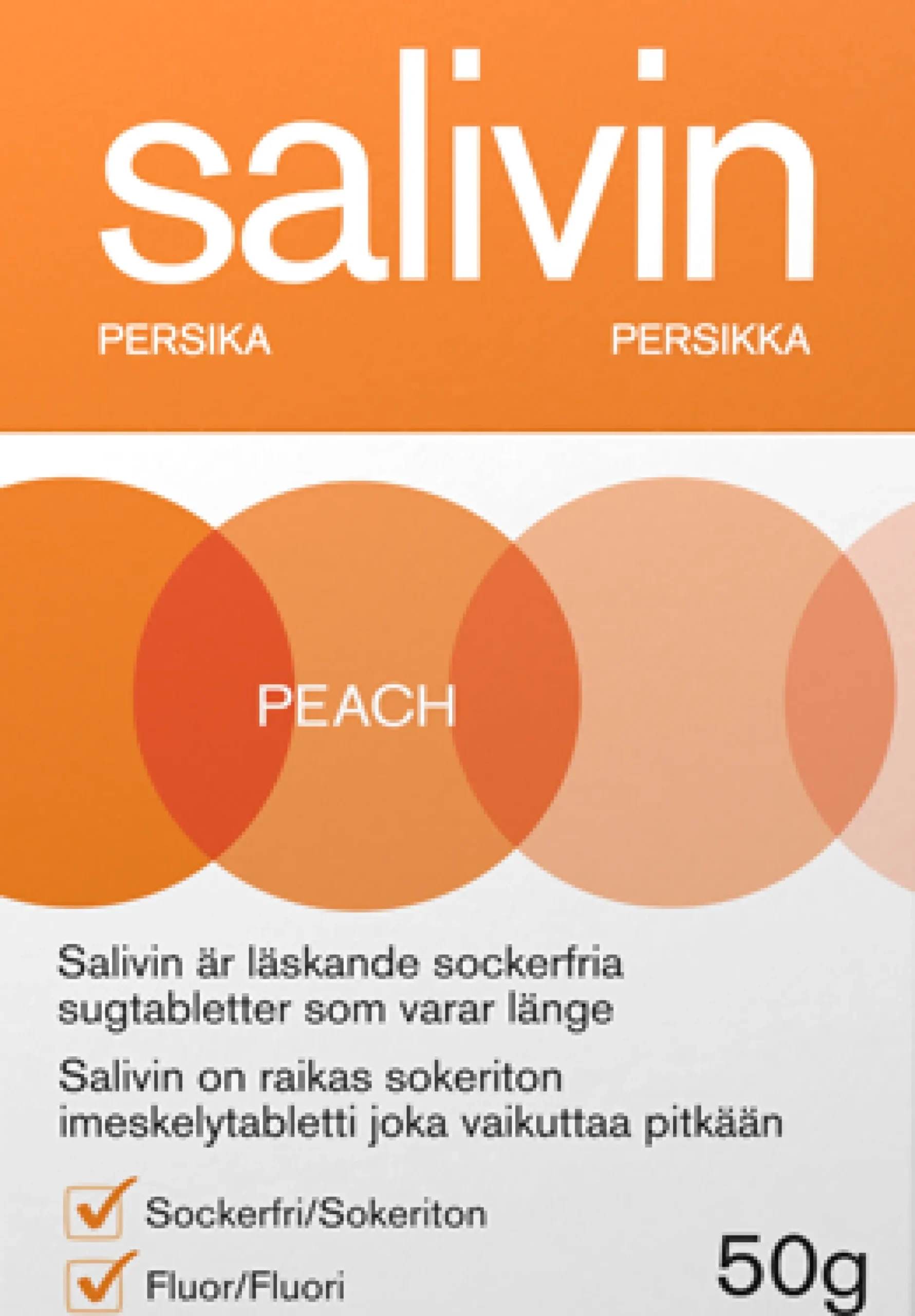 Salivin Sugtabletter Vid Muntorrhet Persika 50 g