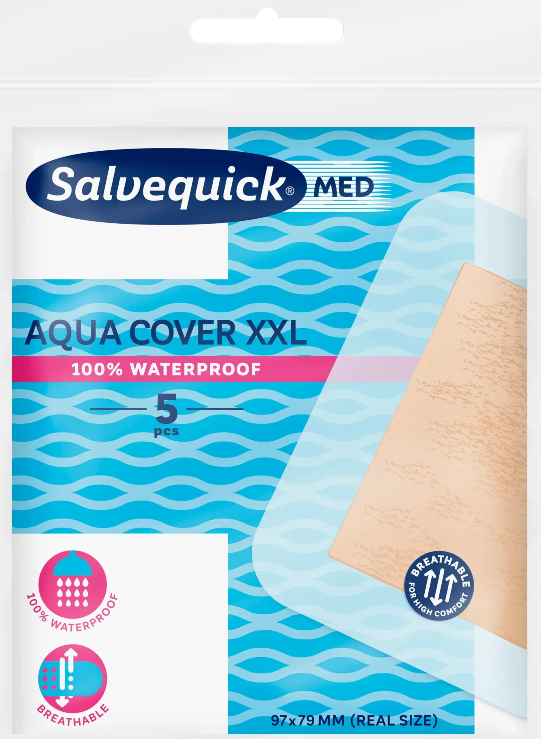 Salvequick Plåster med aqua cover XXL 5 st